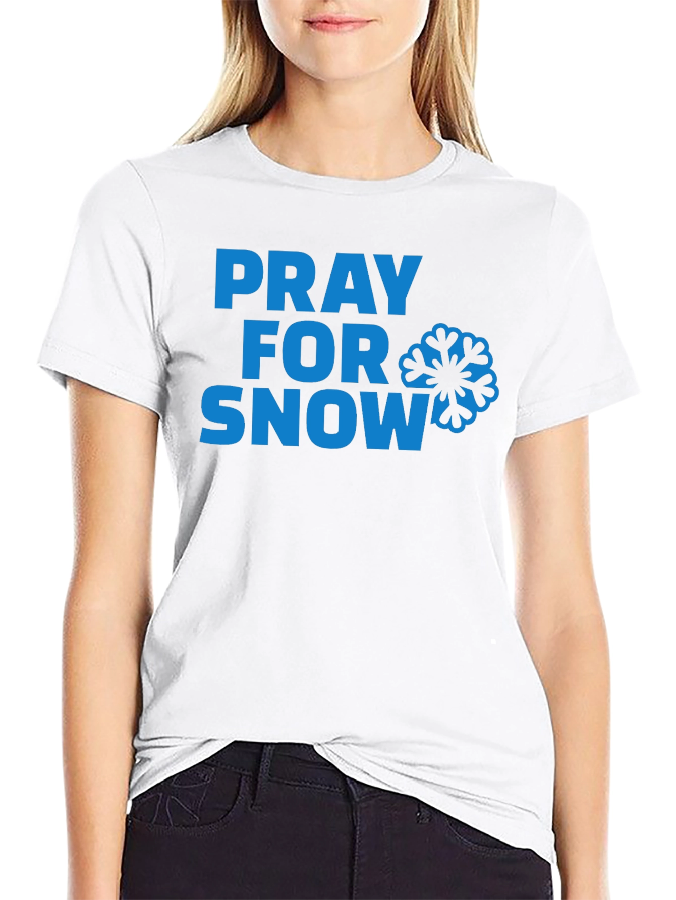 Pray for Snow T-Shirt - Blue Graphic Tee