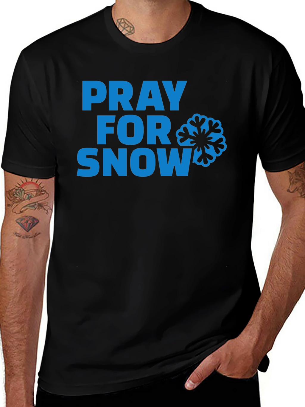 Pray for Snow T-Shirt - Blue Graphic Tee