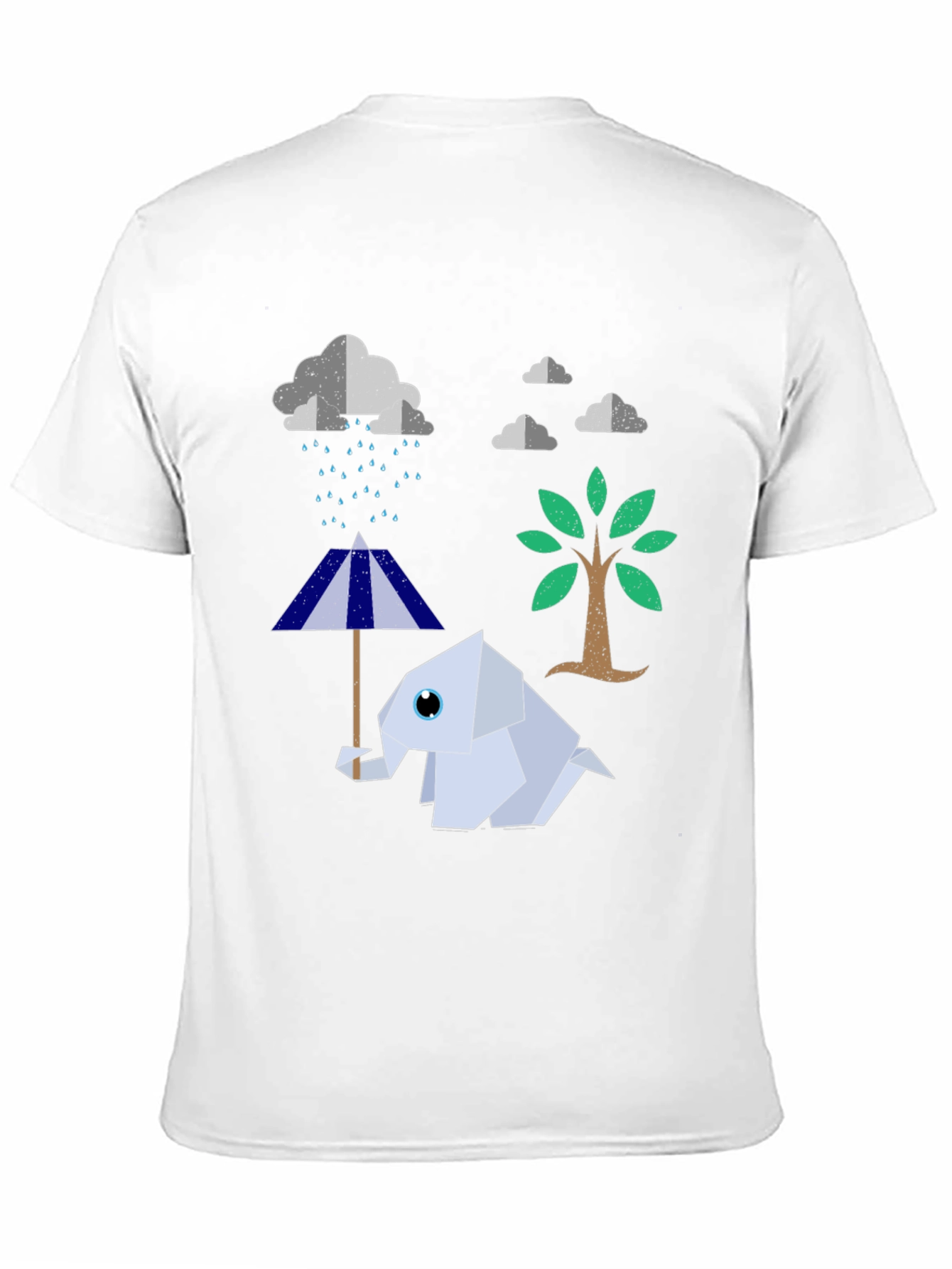 Origami Elephant Under Rainy Cloud T-Shirt