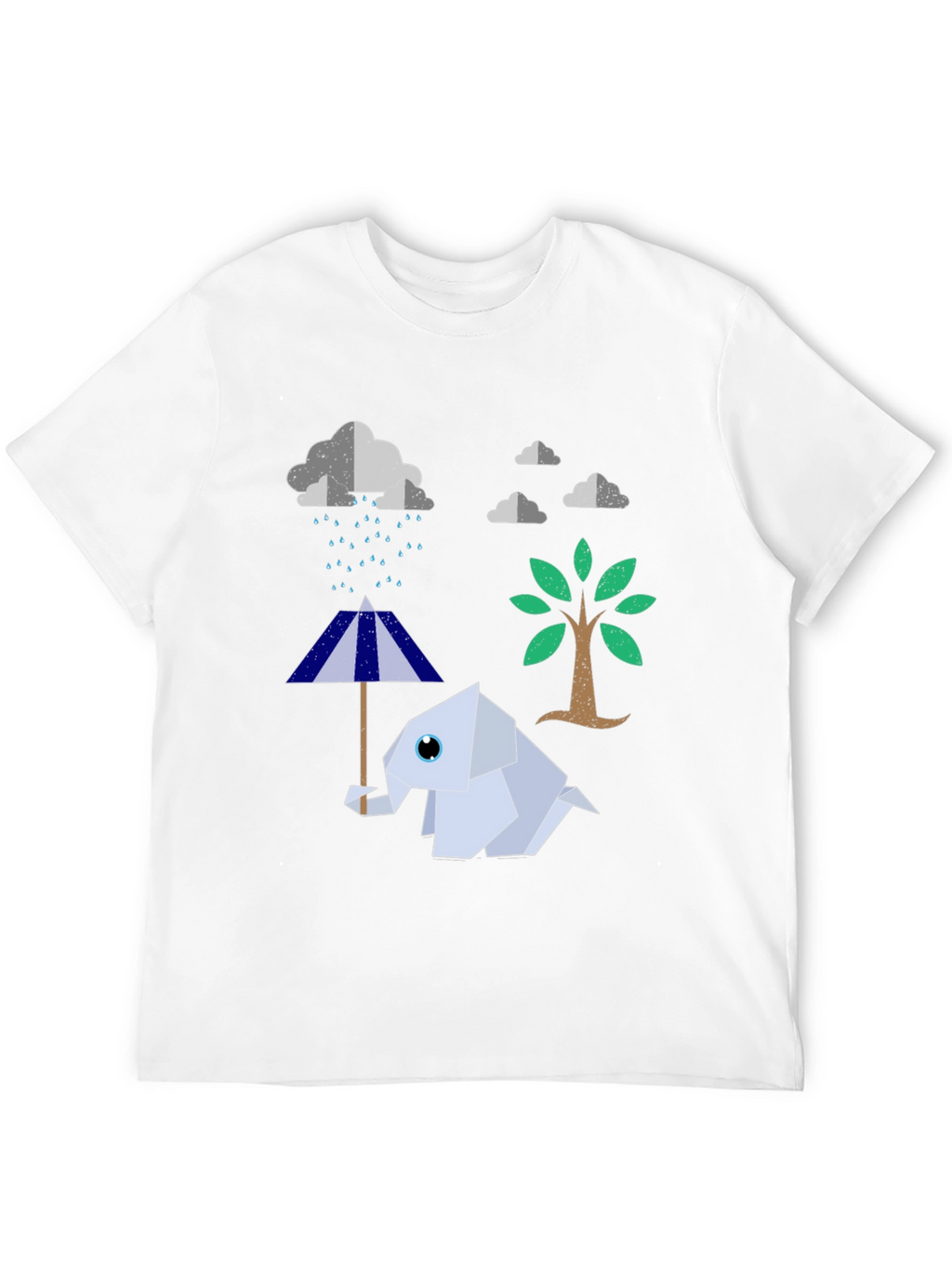 Origami Elephant Under Rainy Cloud T-Shirt