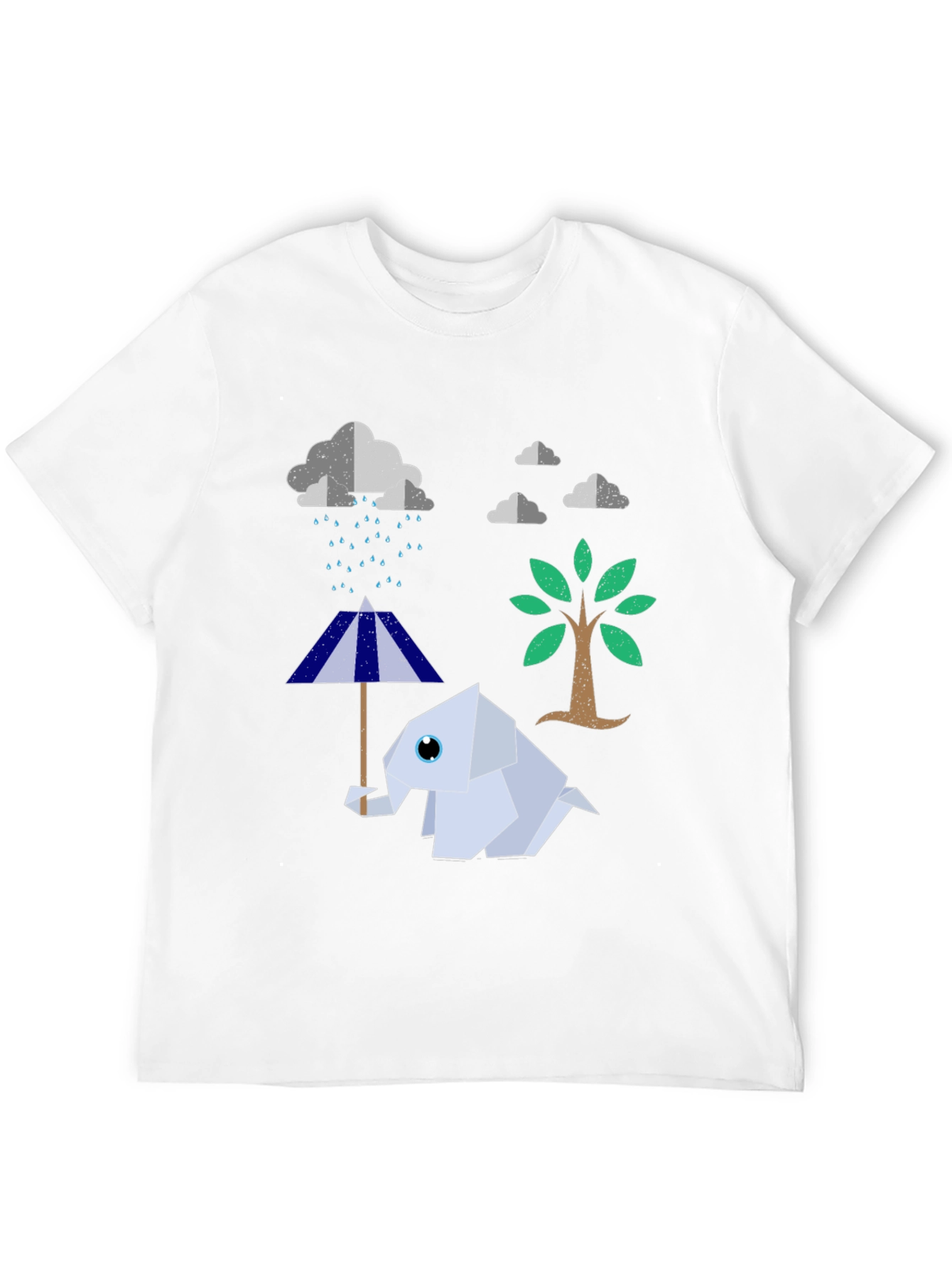 Origami Elephant Under Rainy Cloud T-Shirt