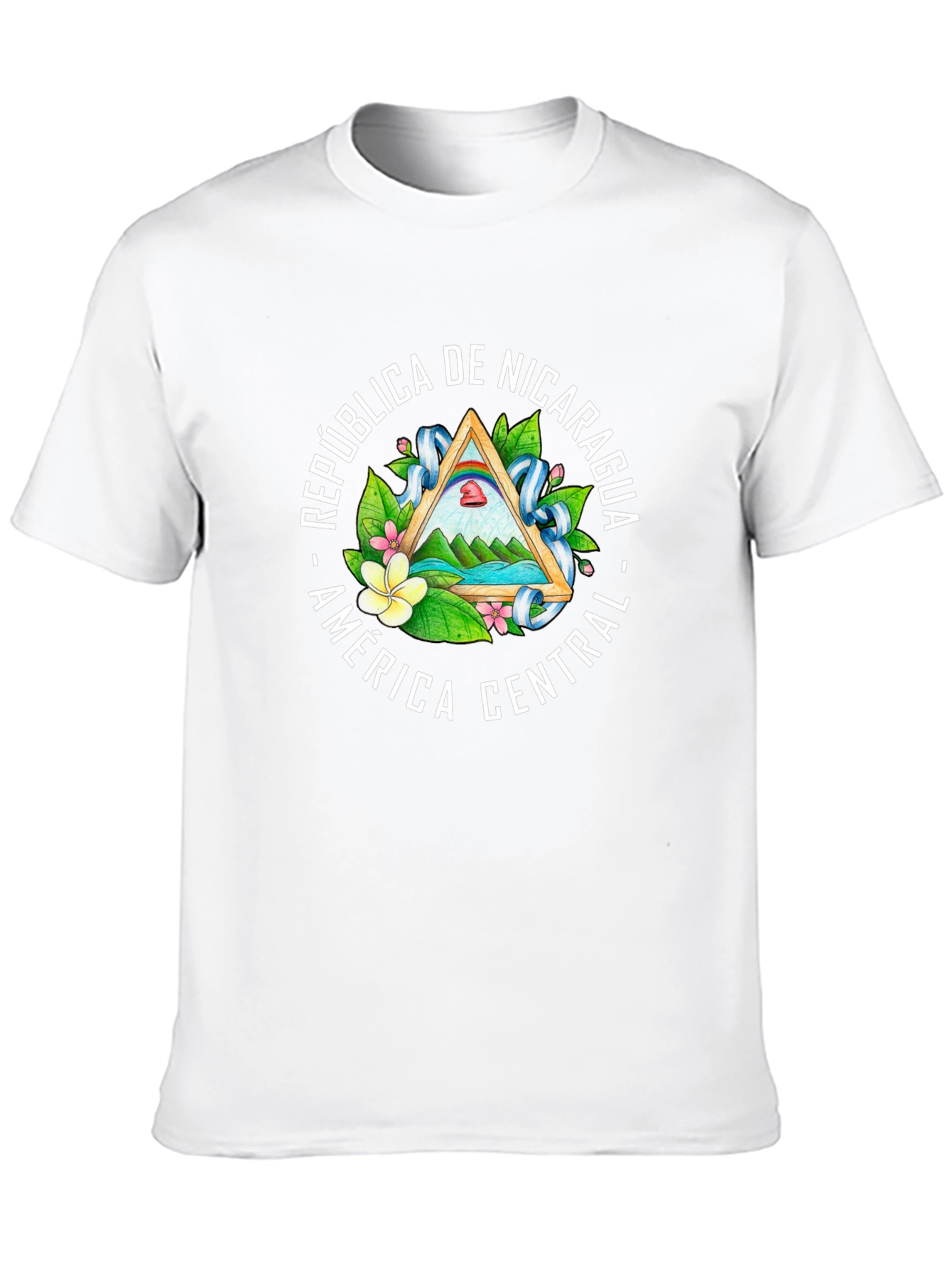 Nicaragua Flag Emblem Black T-Shirt