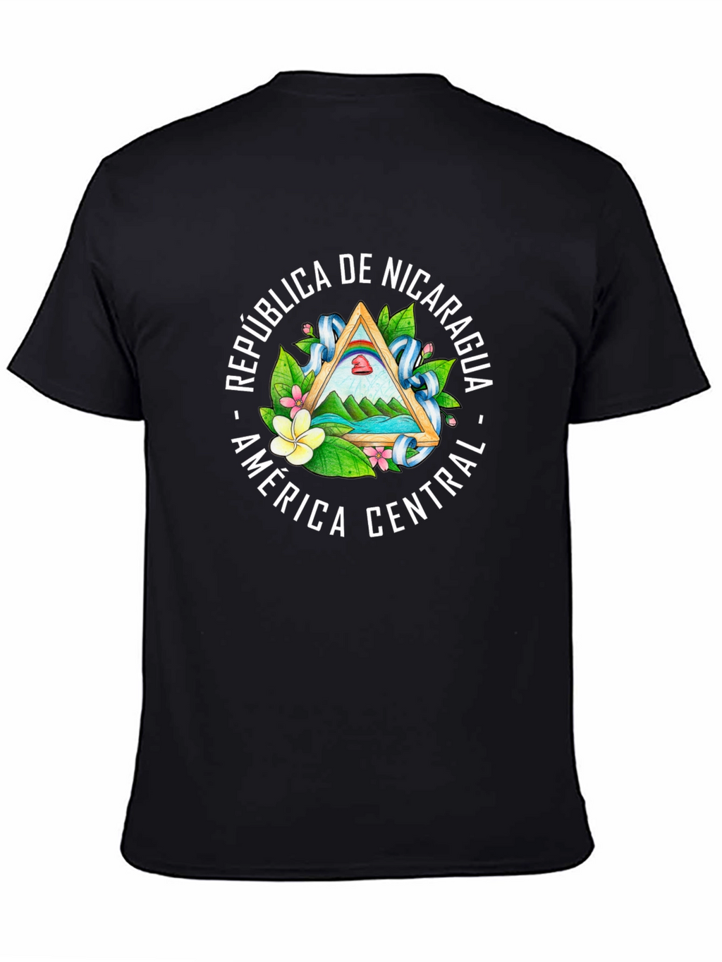 Nicaragua Flag Emblem Black T-Shirt