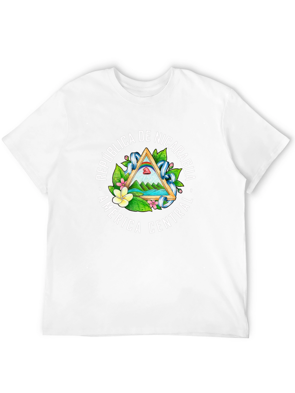 Nicaragua Flag Emblem Black T-Shirt