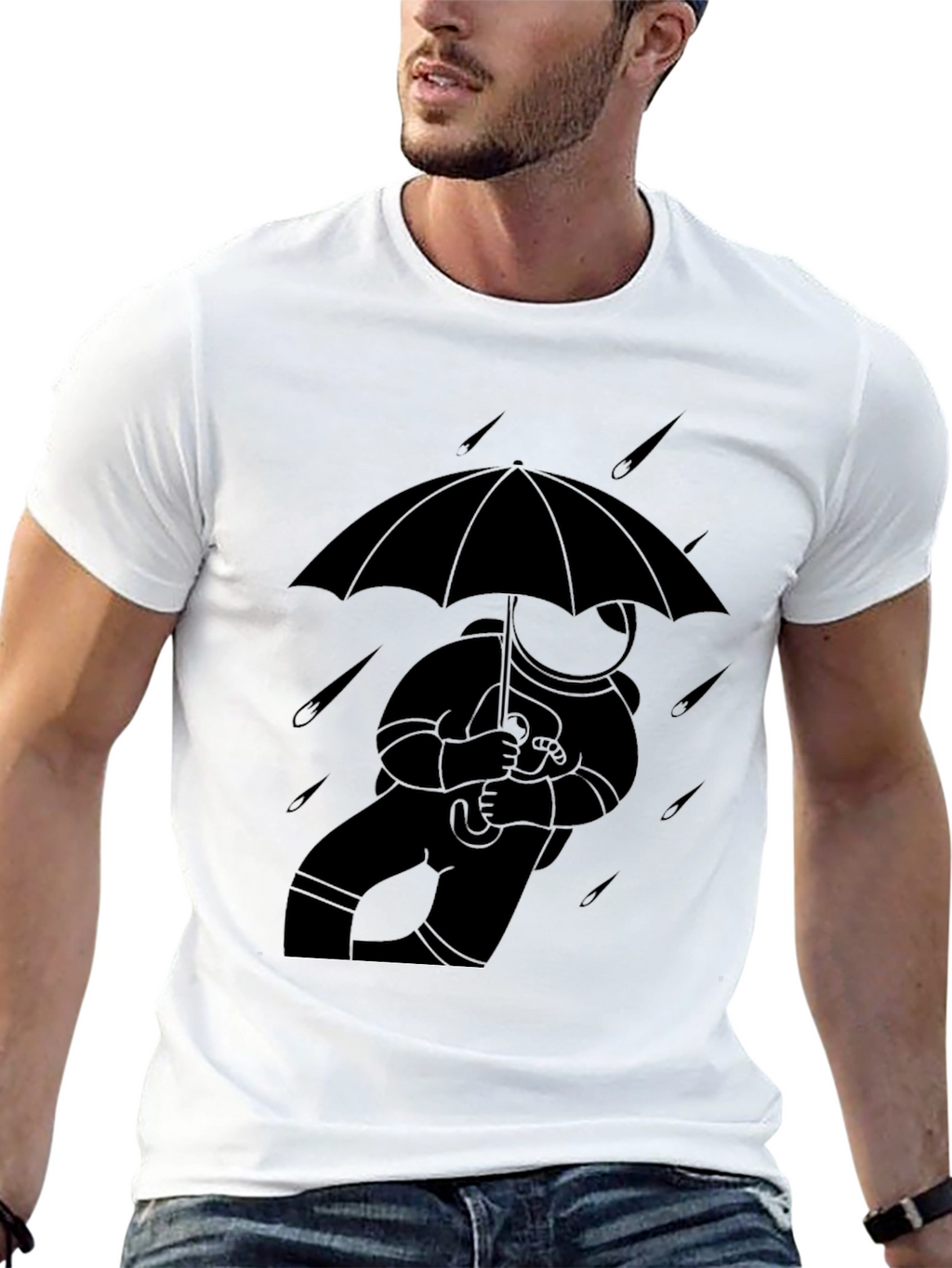Astronaut Umbrella T-Shirt - Stylish Space Tee