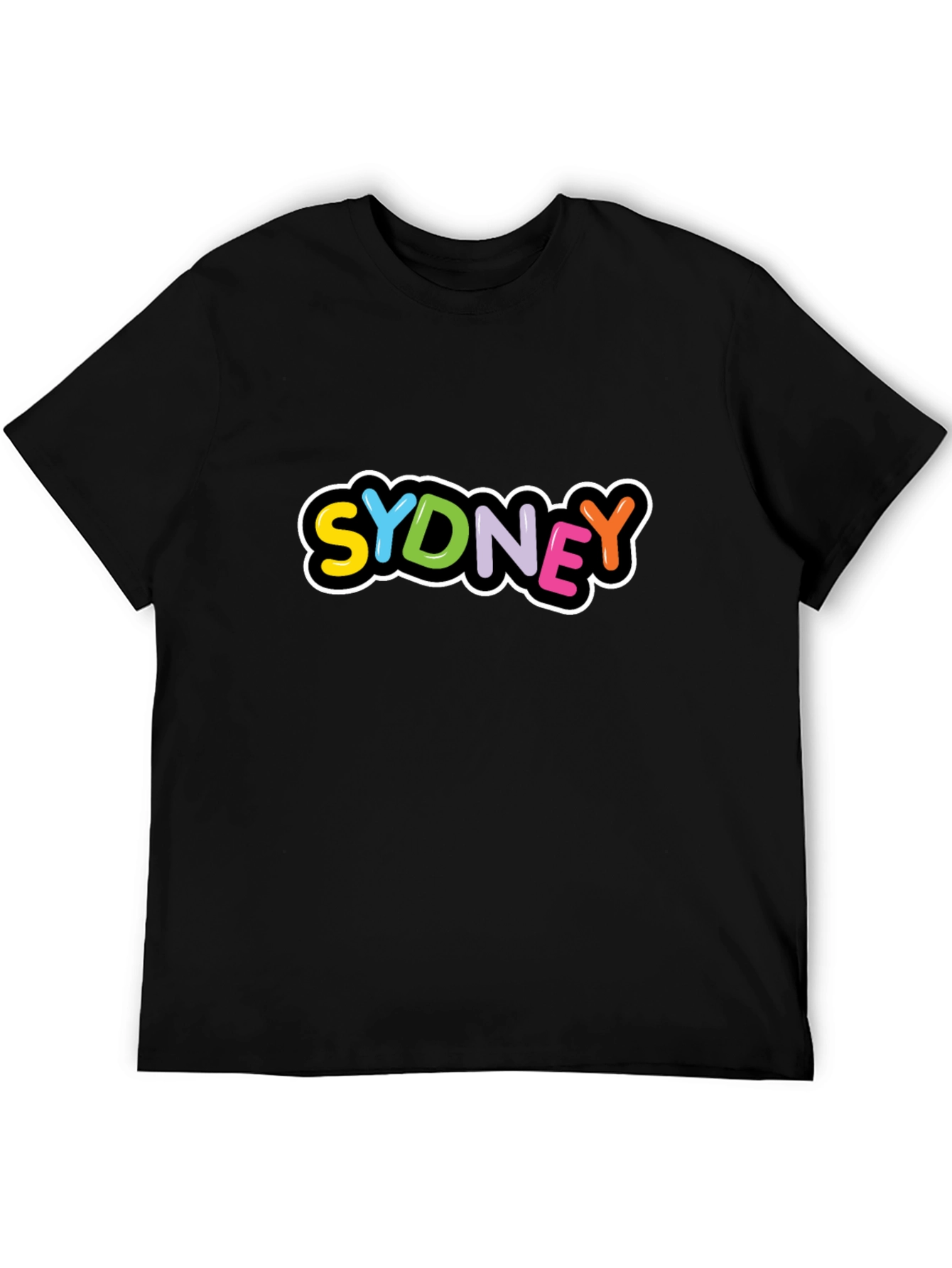 Sydney Colorful Letters T-Shirt - Black