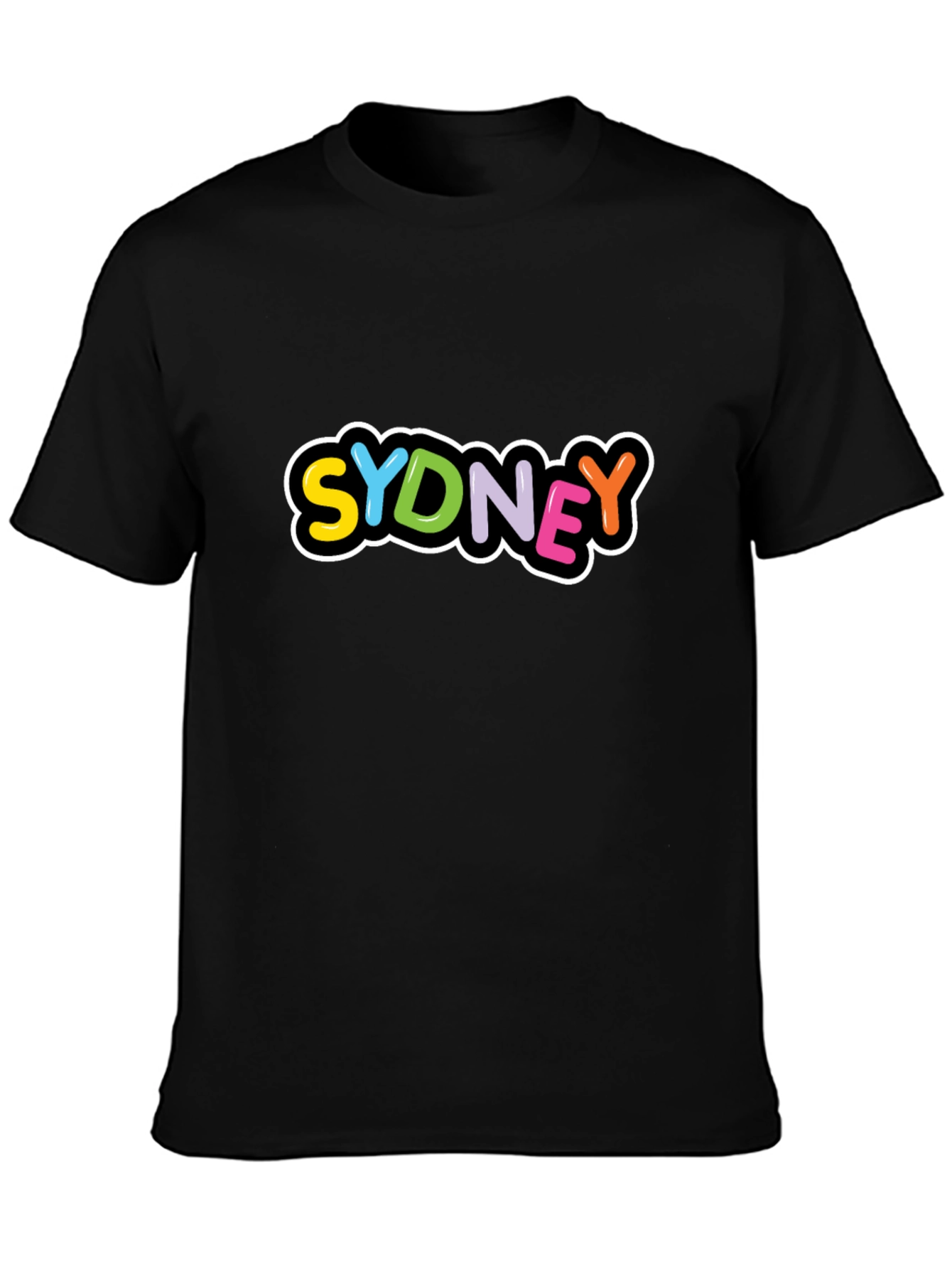 Sydney Colorful Letters T-Shirt - Black