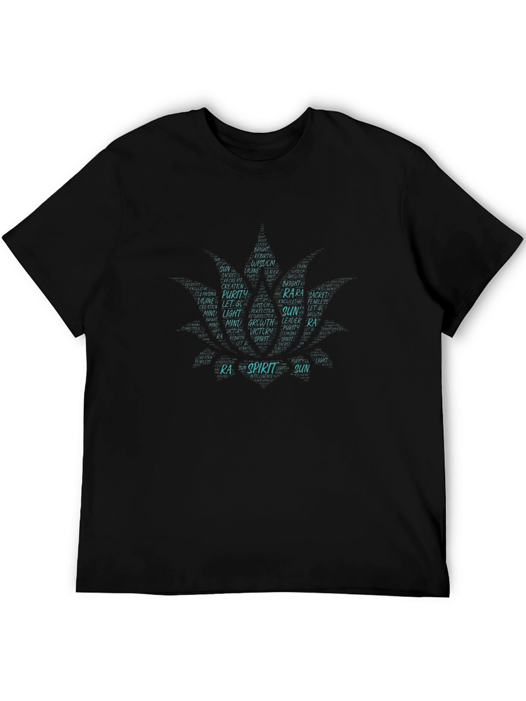 Word Art Leaf T-Shirt - Black