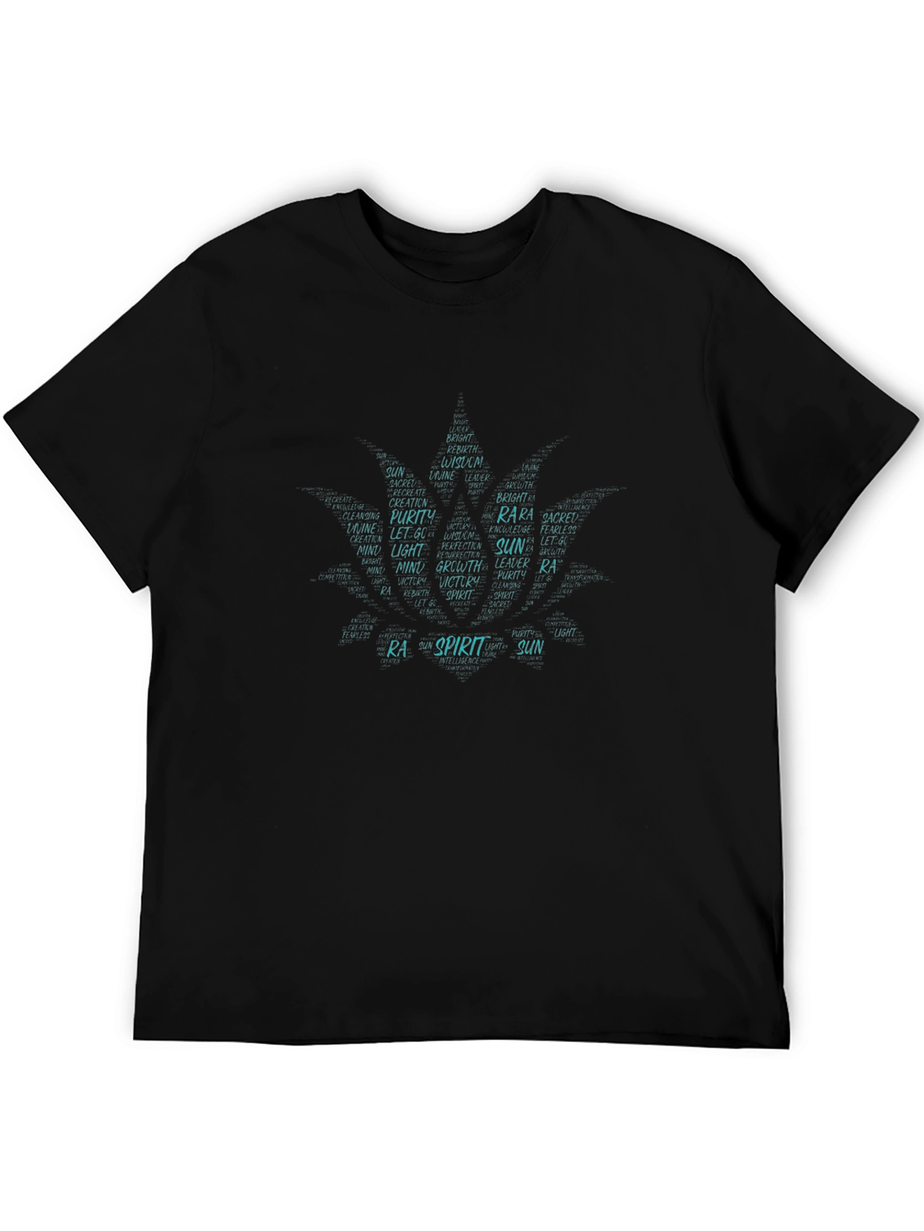 Word Art Leaf T-Shirt - Black