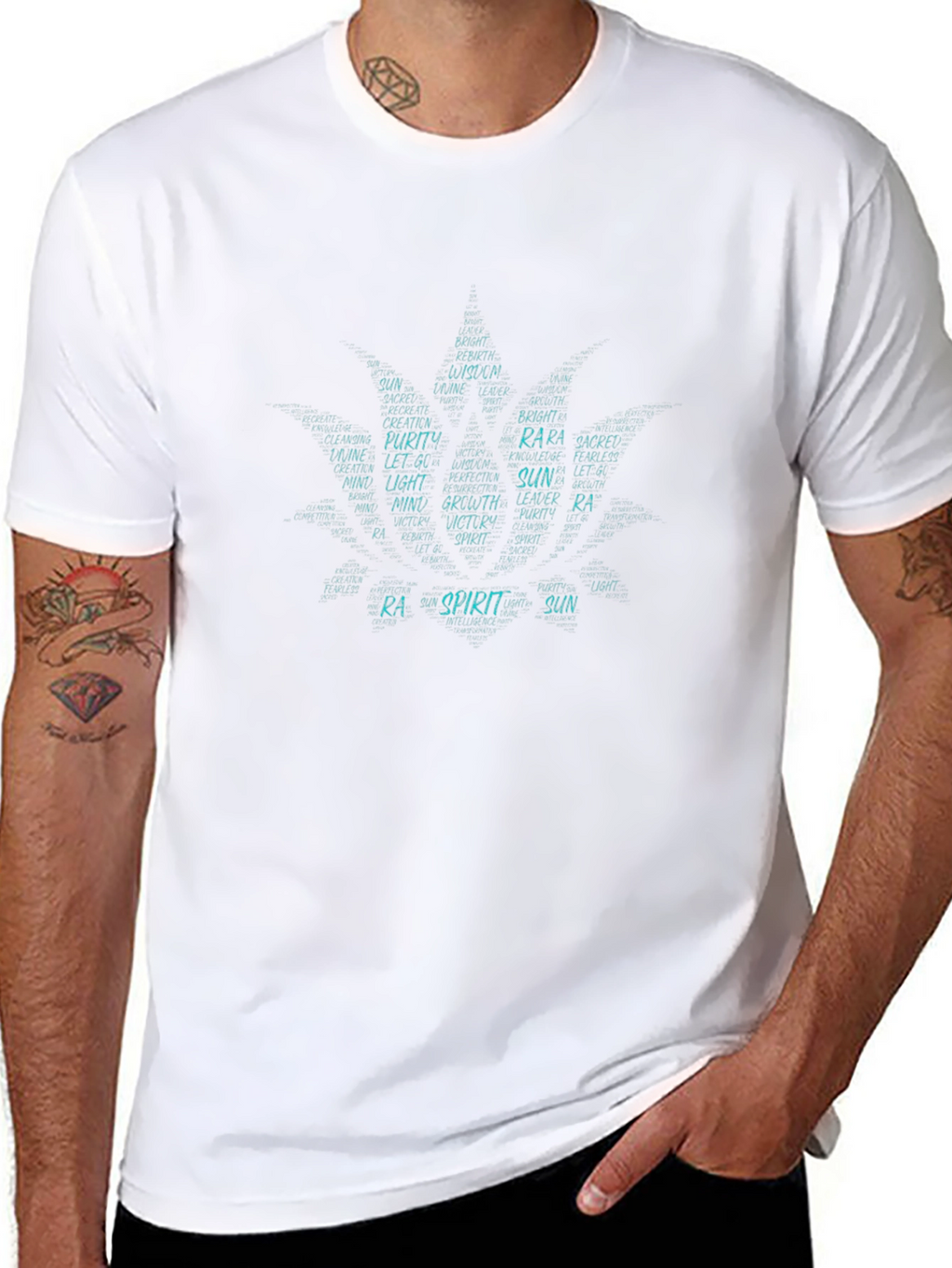 Word Art Leaf T-Shirt - Black