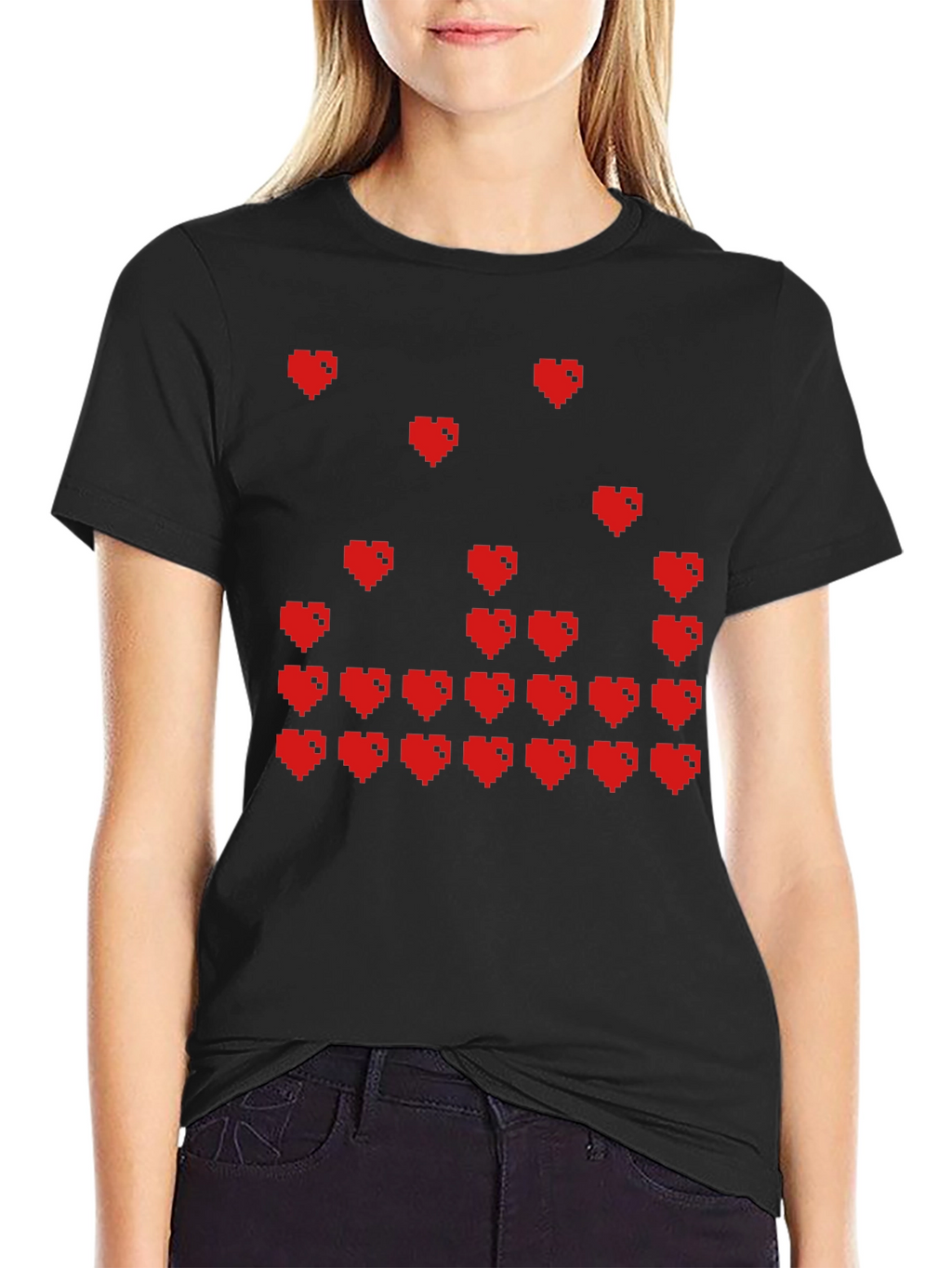 Pixel Hearts Graphic T-Shirt - Gamer Style Tee