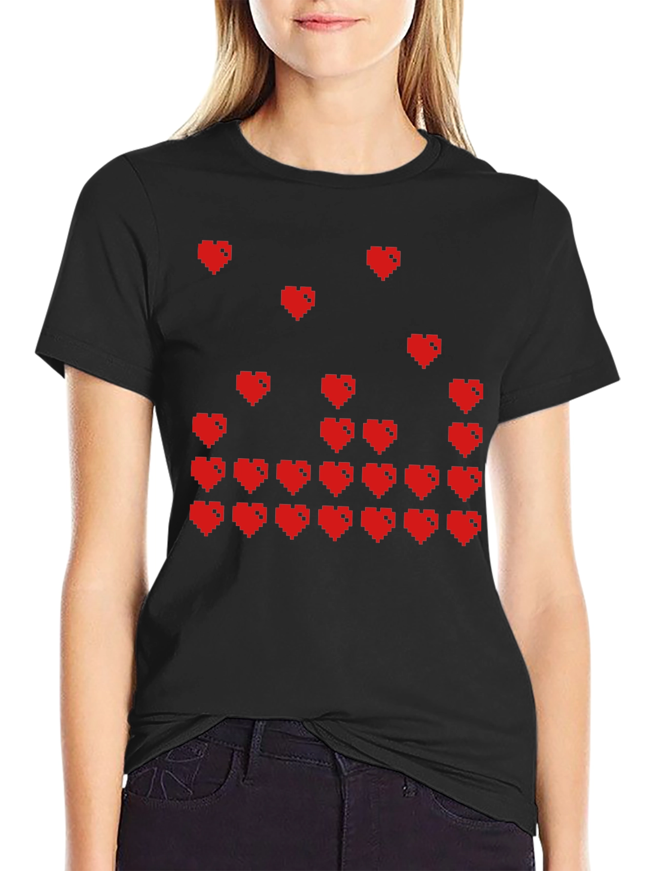 Pixel Hearts Graphic T-Shirt - Gamer Style Tee