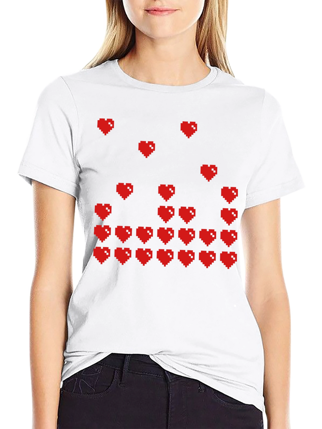 Pixel Hearts Graphic T-Shirt - Gamer Style Tee