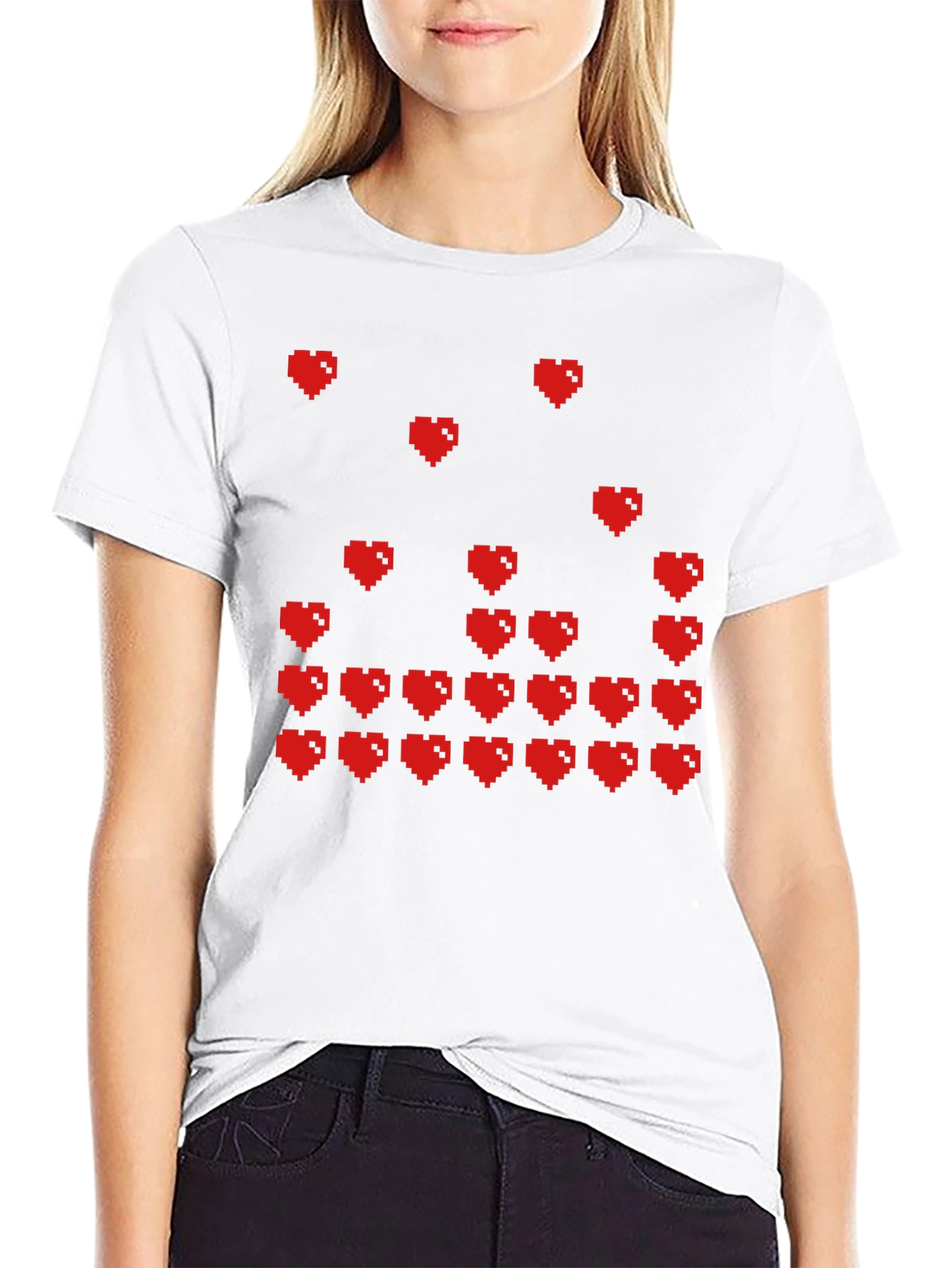 Pixel Hearts Graphic T-Shirt - Gamer Style Tee