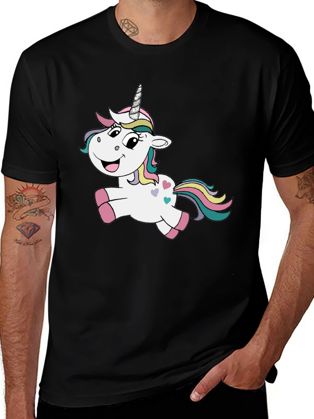 Unicorn Graphic Black T-Shirt