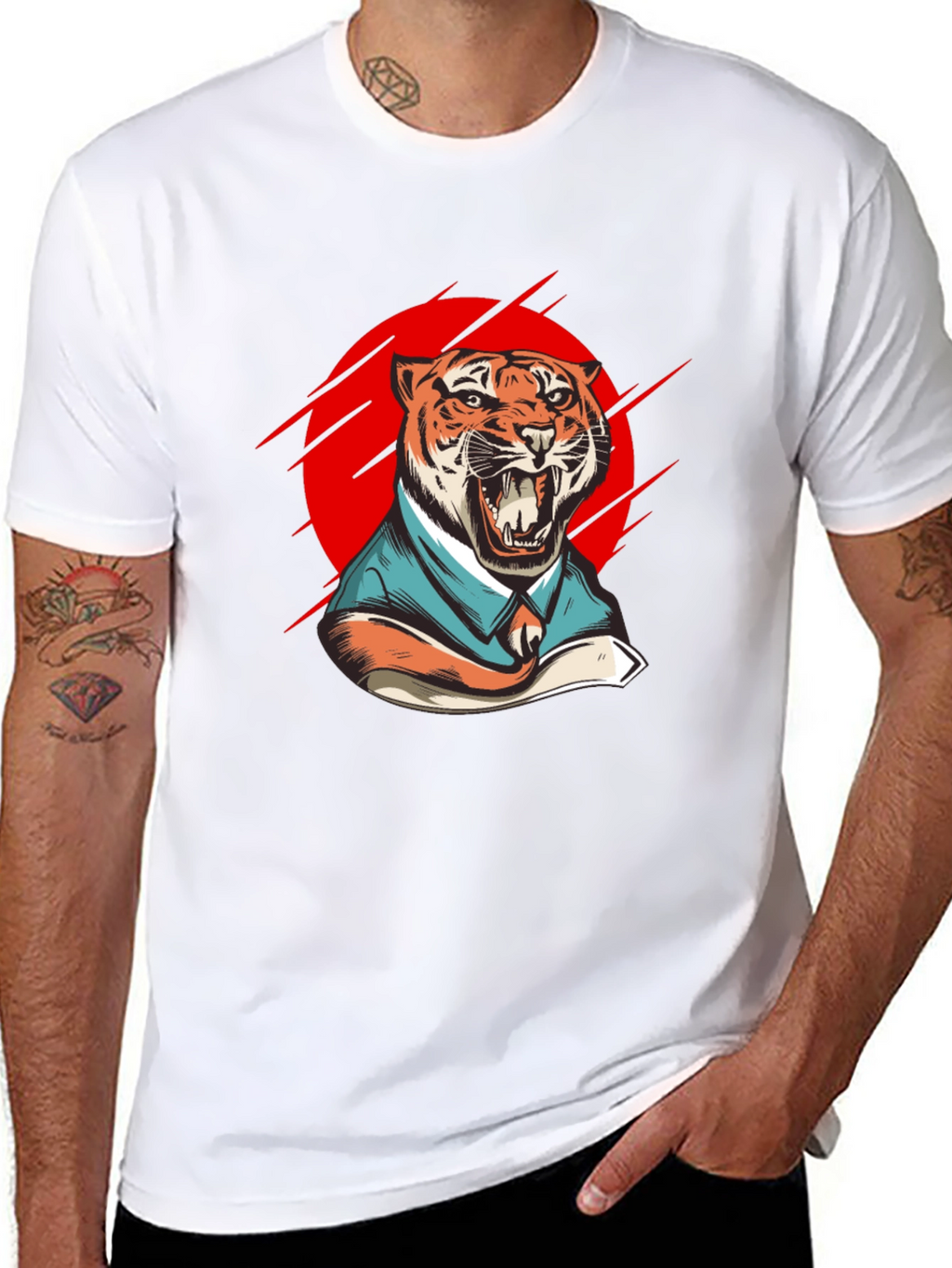 Tiger in Suit Graphic T-Shirt - Black