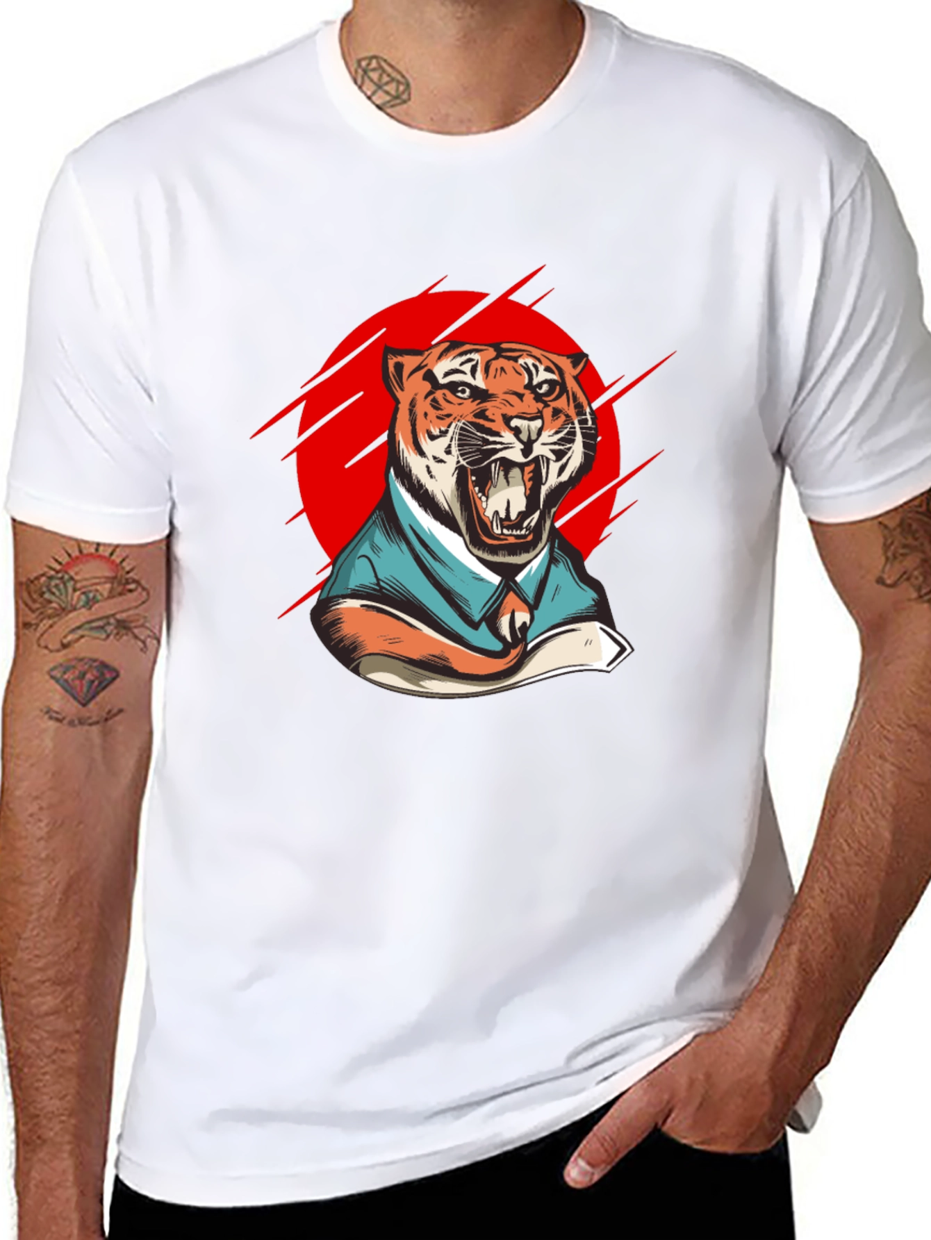 Tiger in Suit Graphic T-Shirt - Black