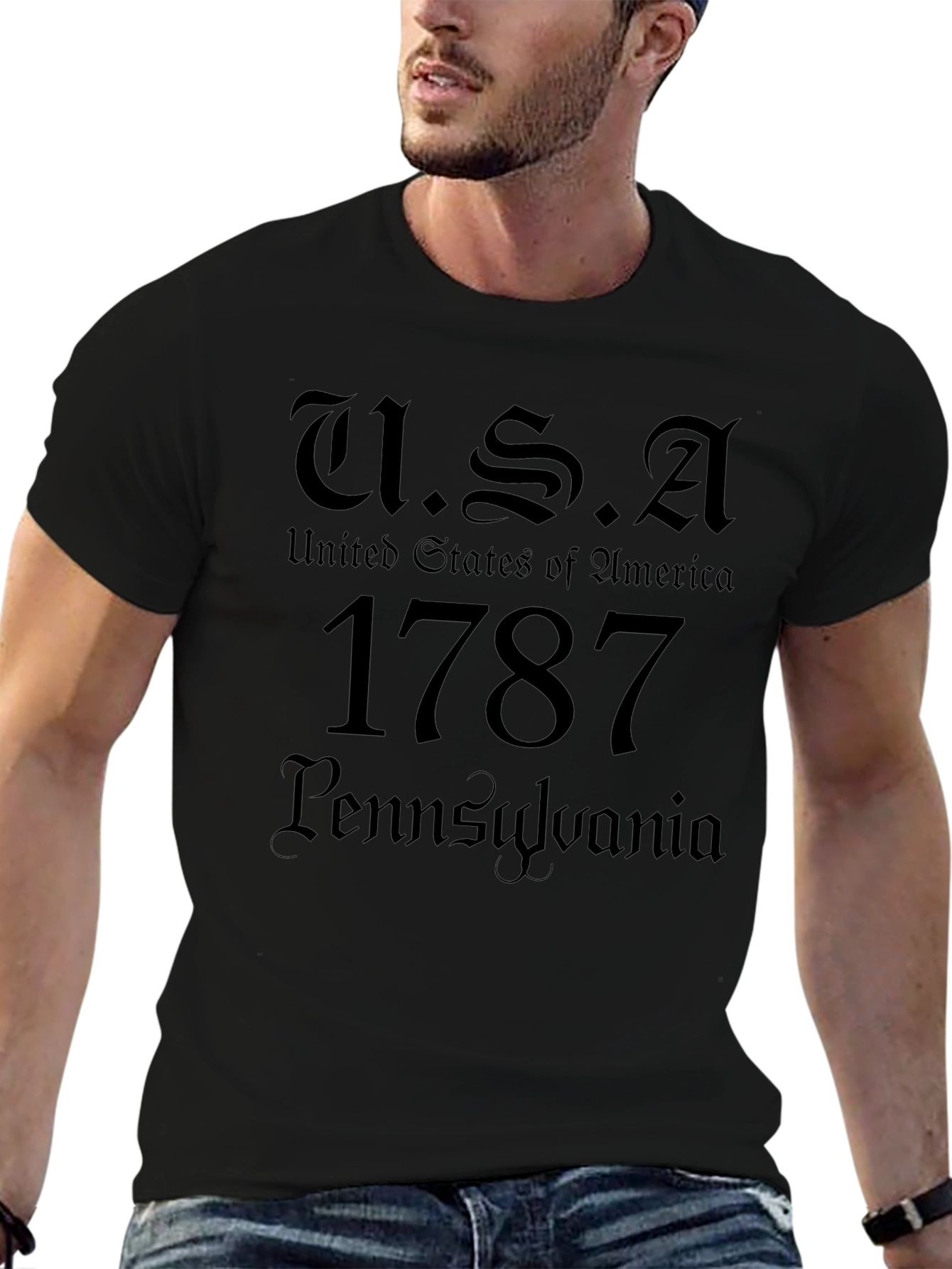 USA 1787 Pennsylvania Black T-Shirt