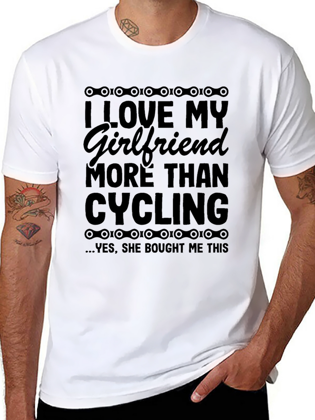 I Love My Girlfriend Cycling Graphic T-Shirt