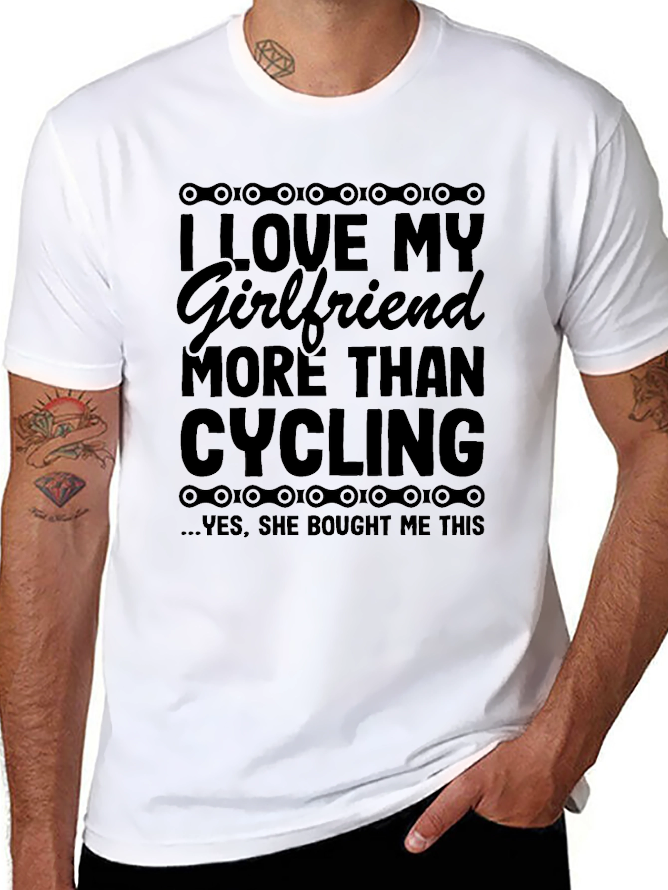 I Love My Girlfriend Cycling Graphic T-Shirt