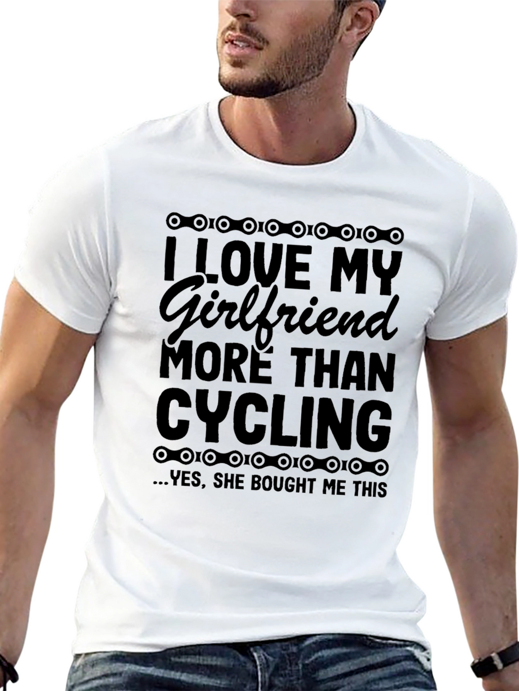 I Love My Girlfriend Cycling Graphic T-Shirt