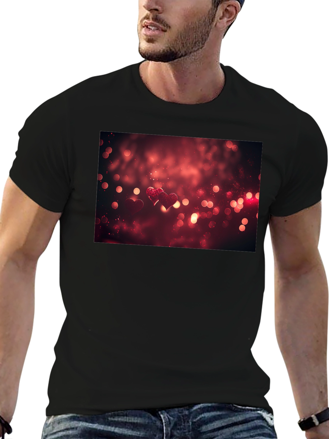 Heart Bokeh Graphic Tee - Black