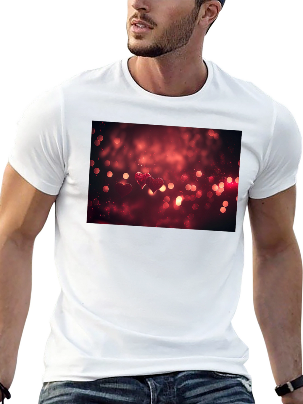 Heart Bokeh Graphic Tee - Black