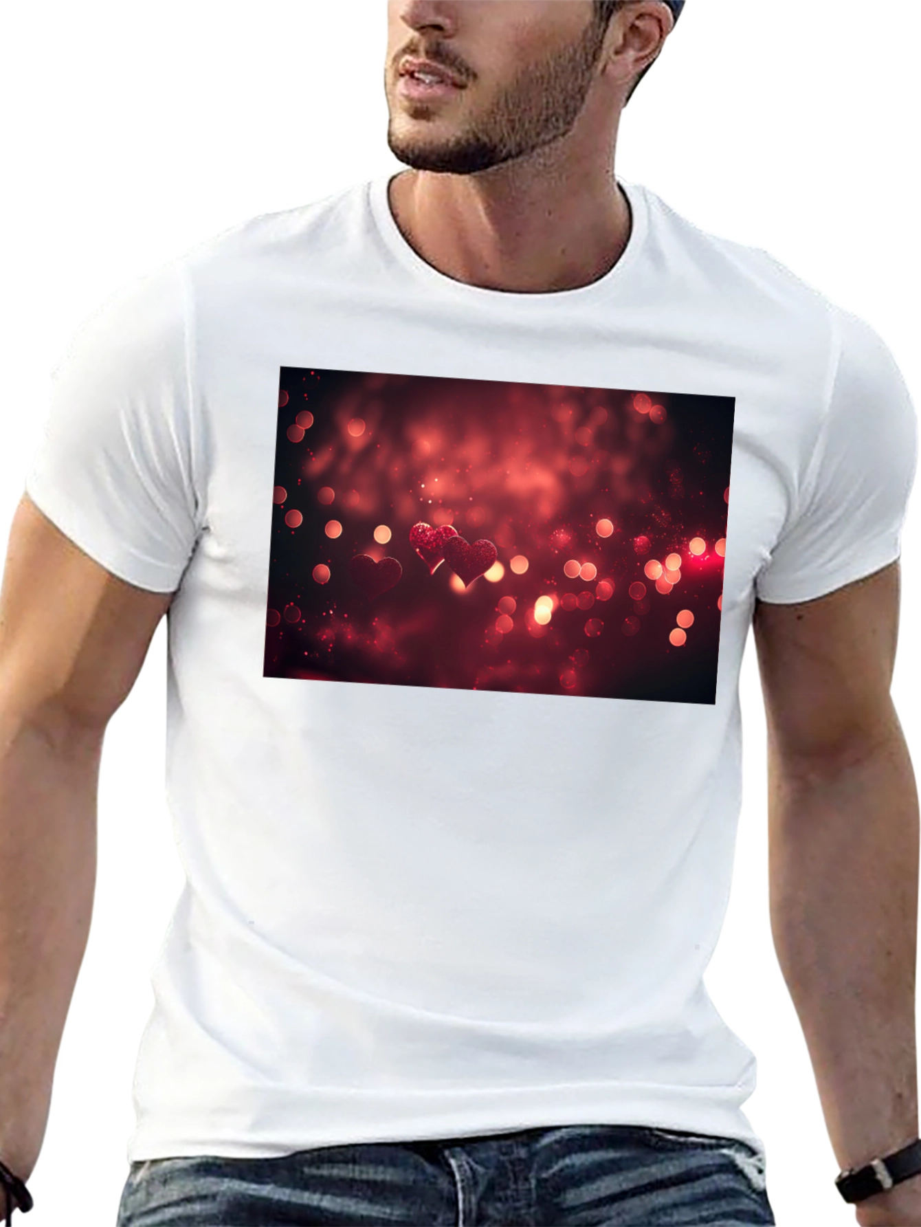 Heart Bokeh Graphic Tee - Black