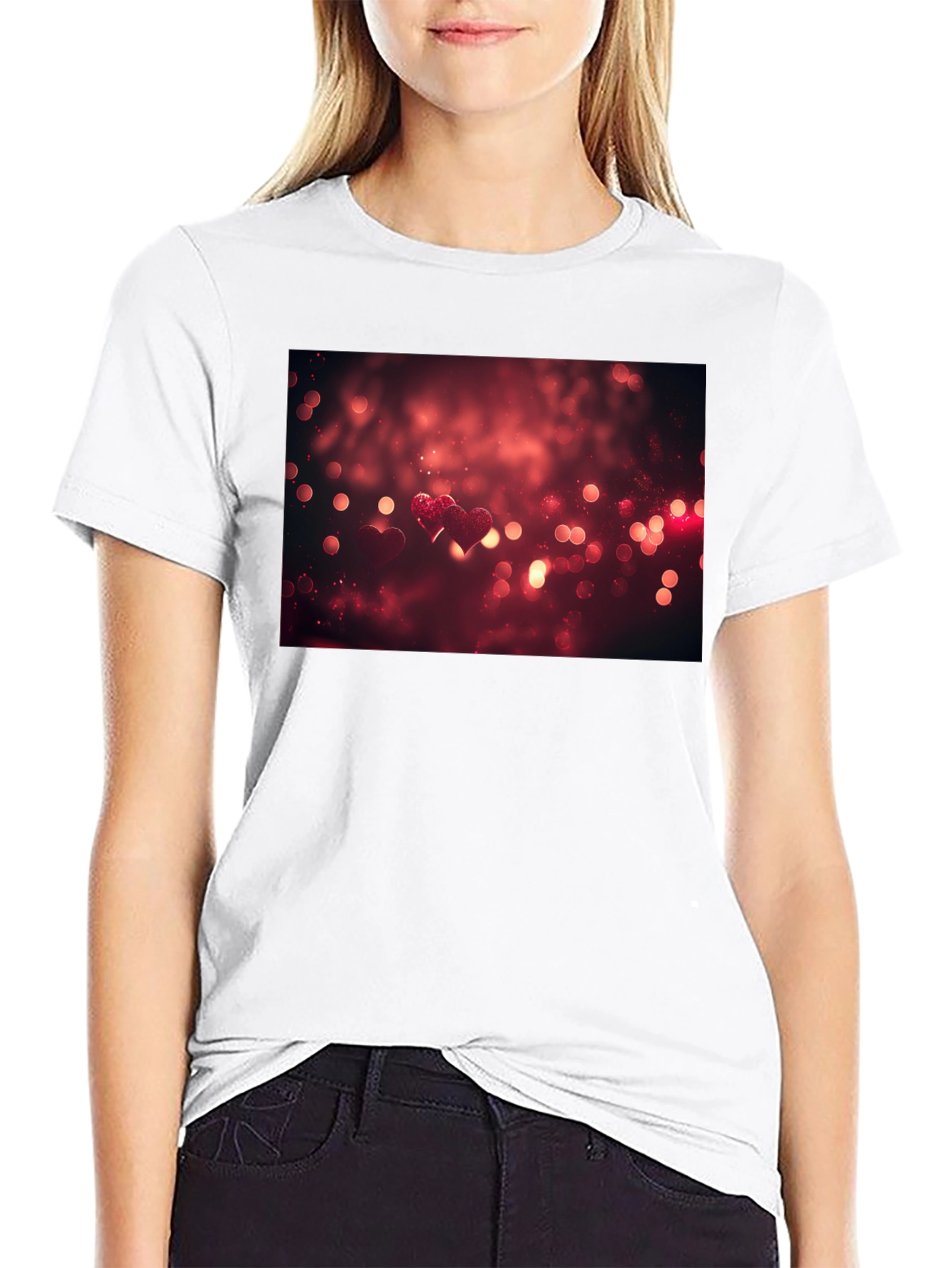 Heart Bokeh Graphic Tee - Black