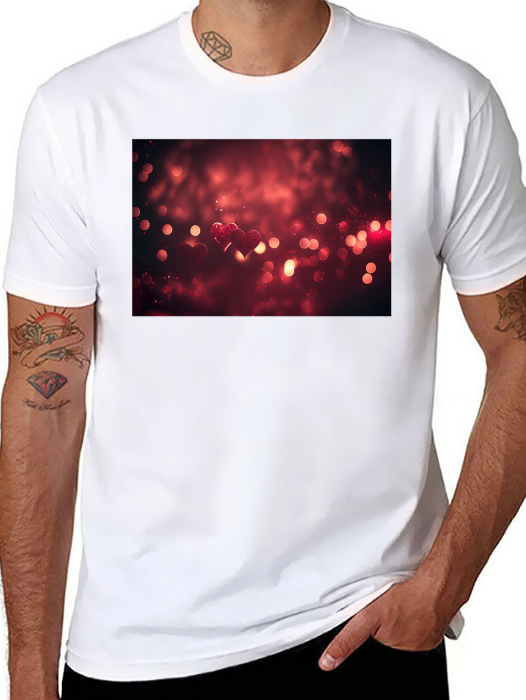 Heart Bokeh Graphic Tee - Black