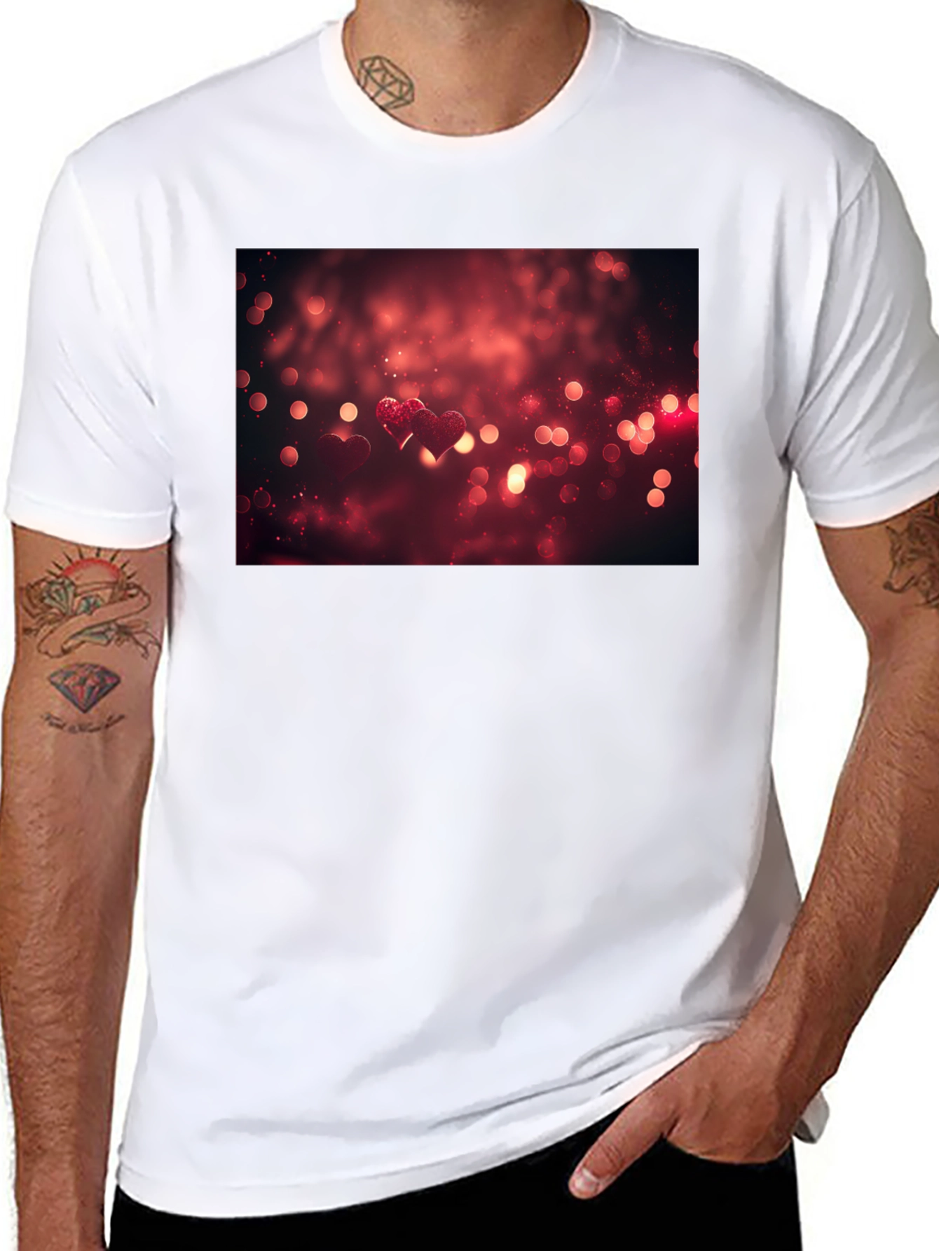 Heart Bokeh Graphic Tee - Black