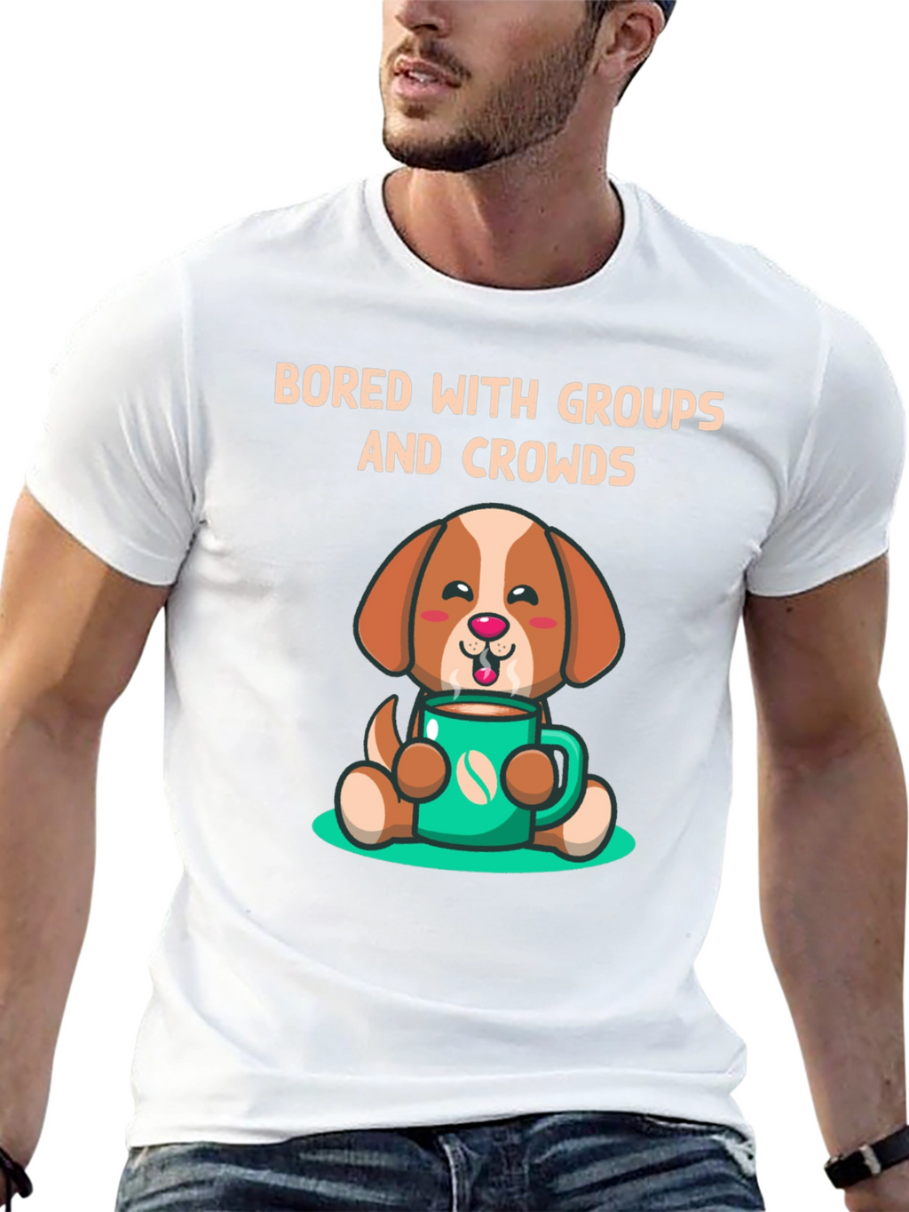 Bored with Groups Dog & Coffee T-Shirt