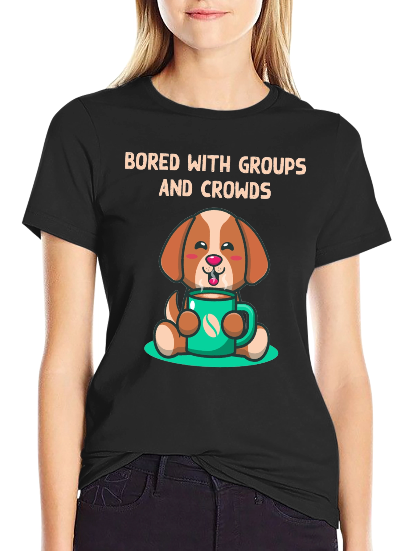 Bored with Groups Dog & Coffee T-Shirt