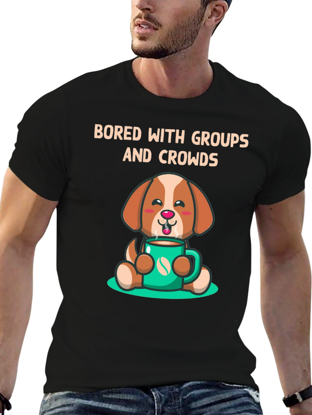 Bored with Groups Dog & Coffee T-Shirt