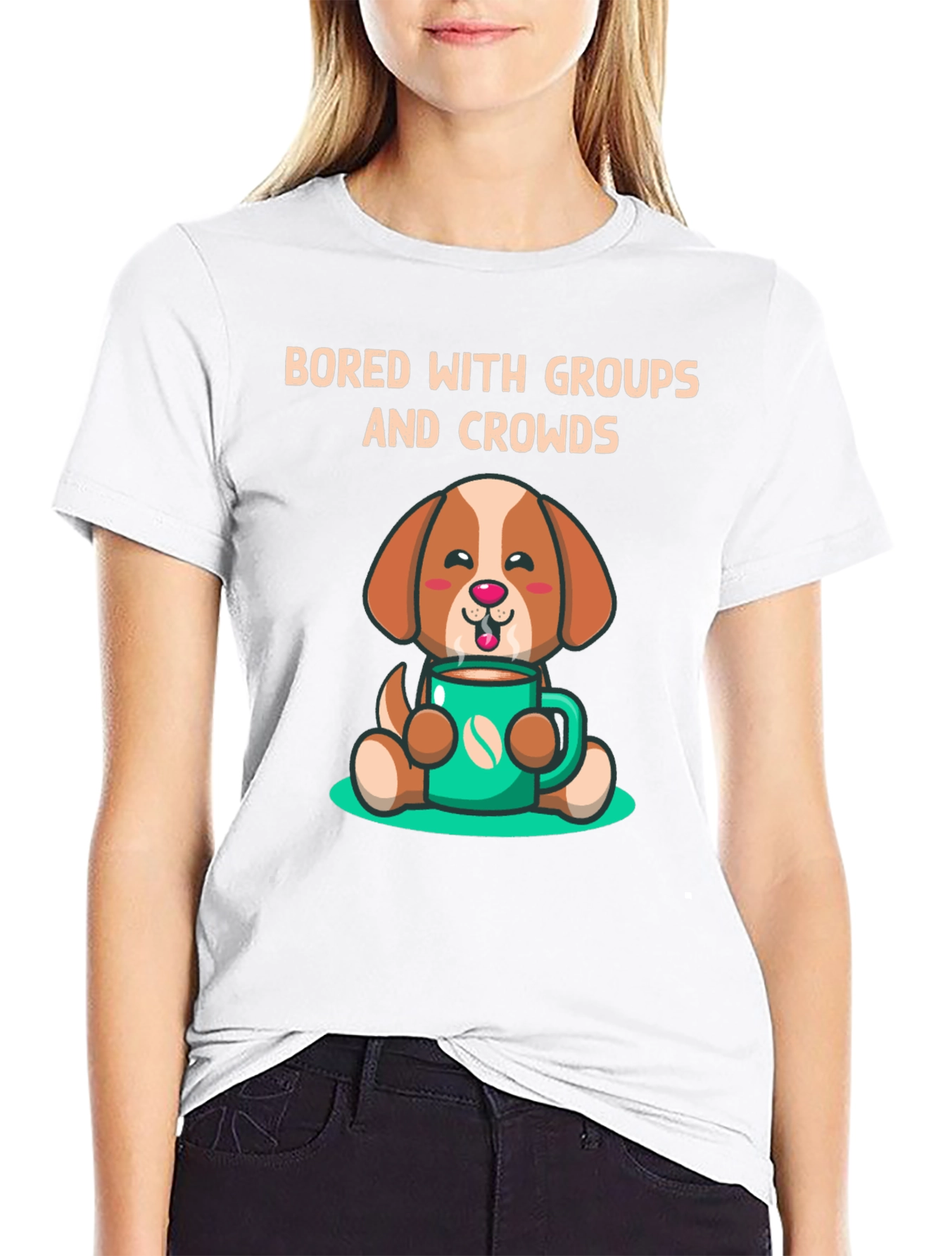 Bored with Groups Dog & Coffee T-Shirt