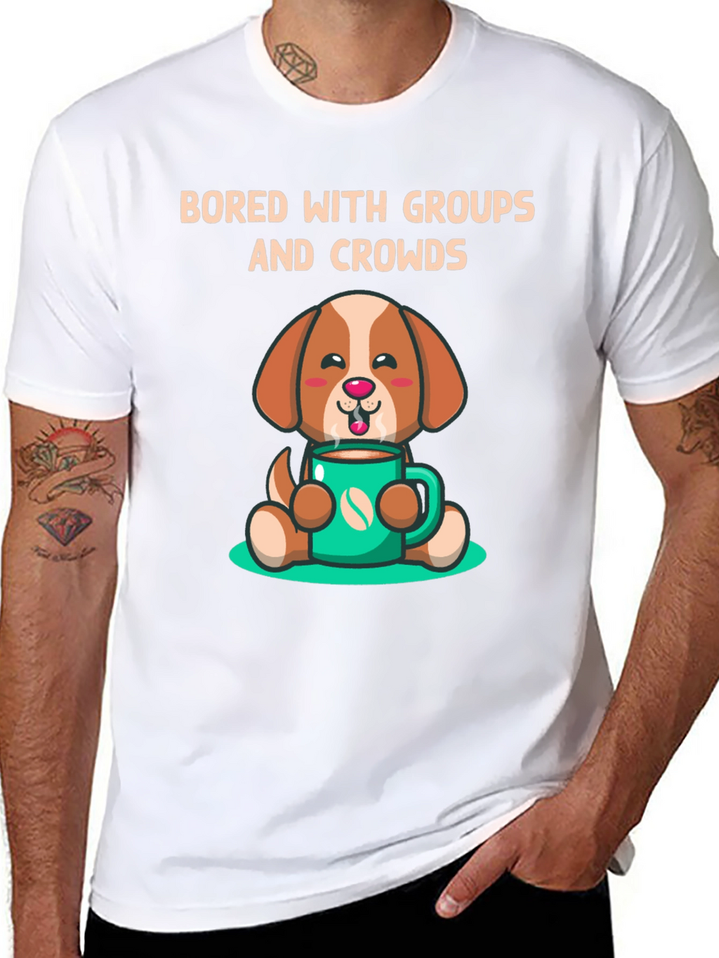 Bored with Groups Dog & Coffee T-Shirt