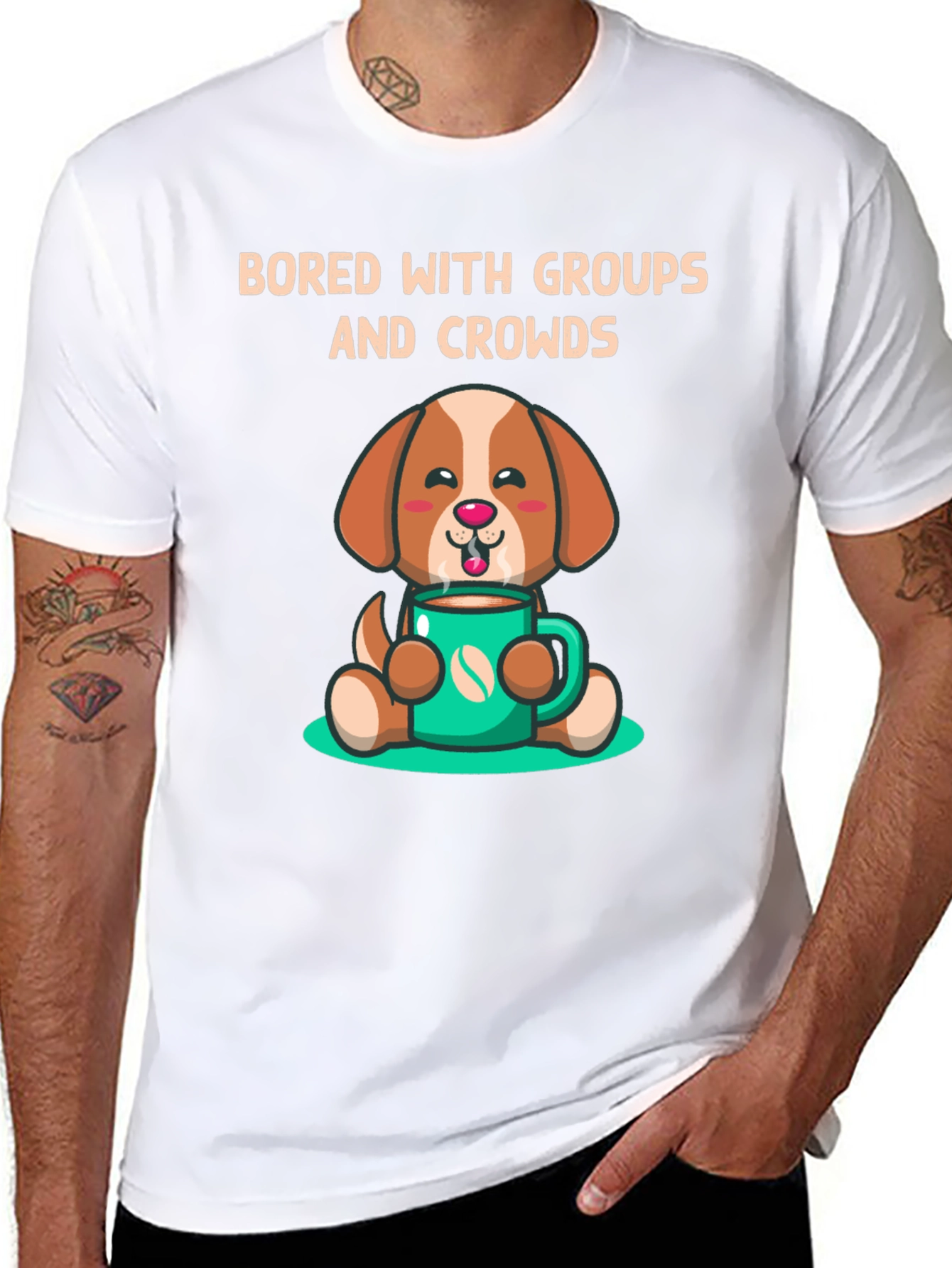Bored with Groups Dog & Coffee T-Shirt