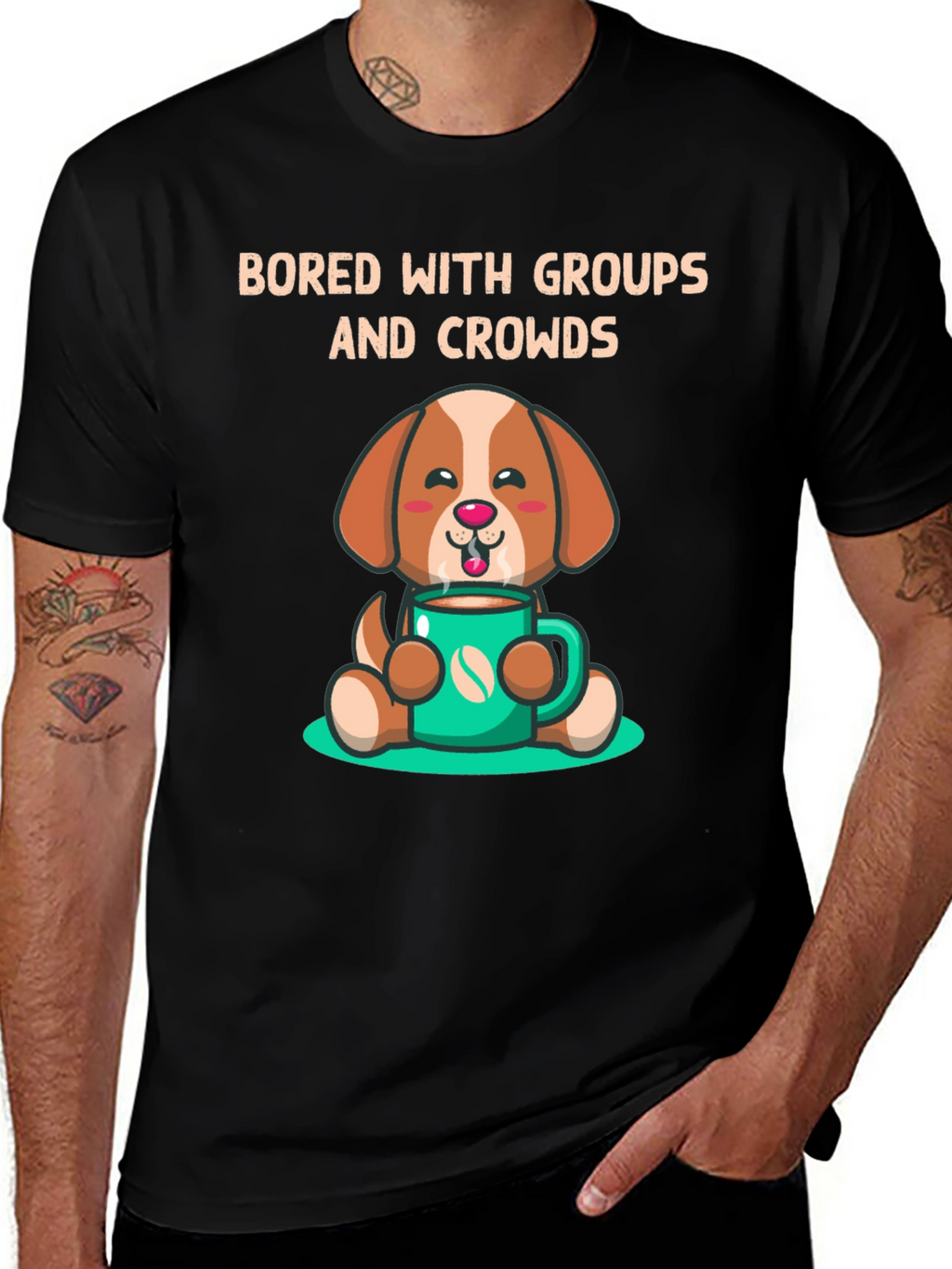 Bored with Groups Dog & Coffee T-Shirt