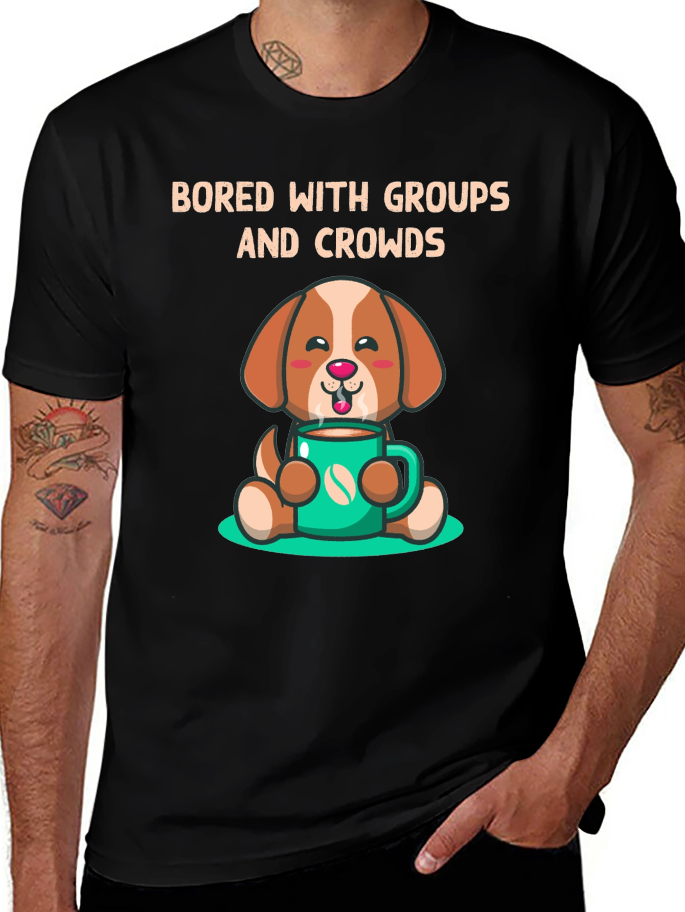 Bored with Groups Dog & Coffee T-Shirt