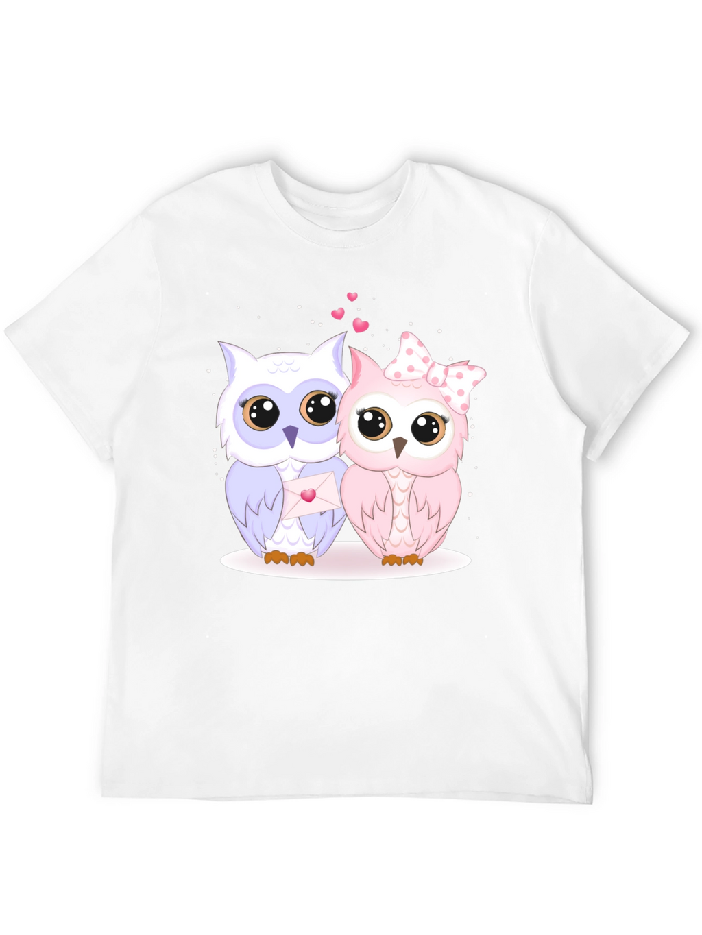 Cute Owl Couple Graphic Tee - Black
