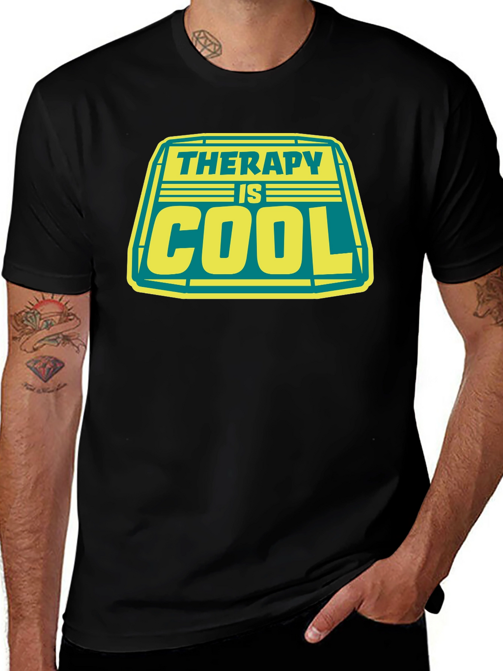 Therapy is Cool Graphic Tee - Black