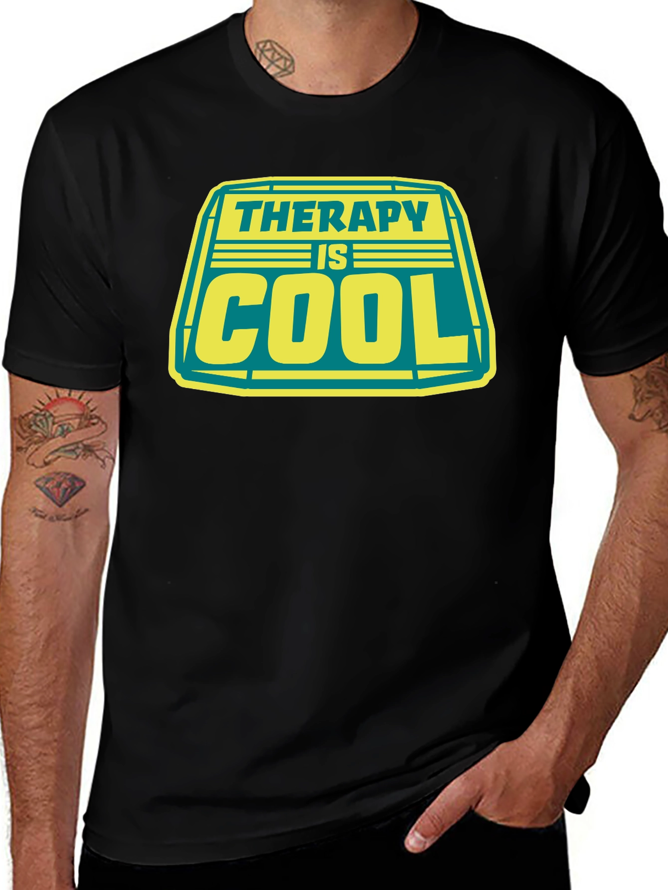 Therapy is Cool Graphic Tee - Black