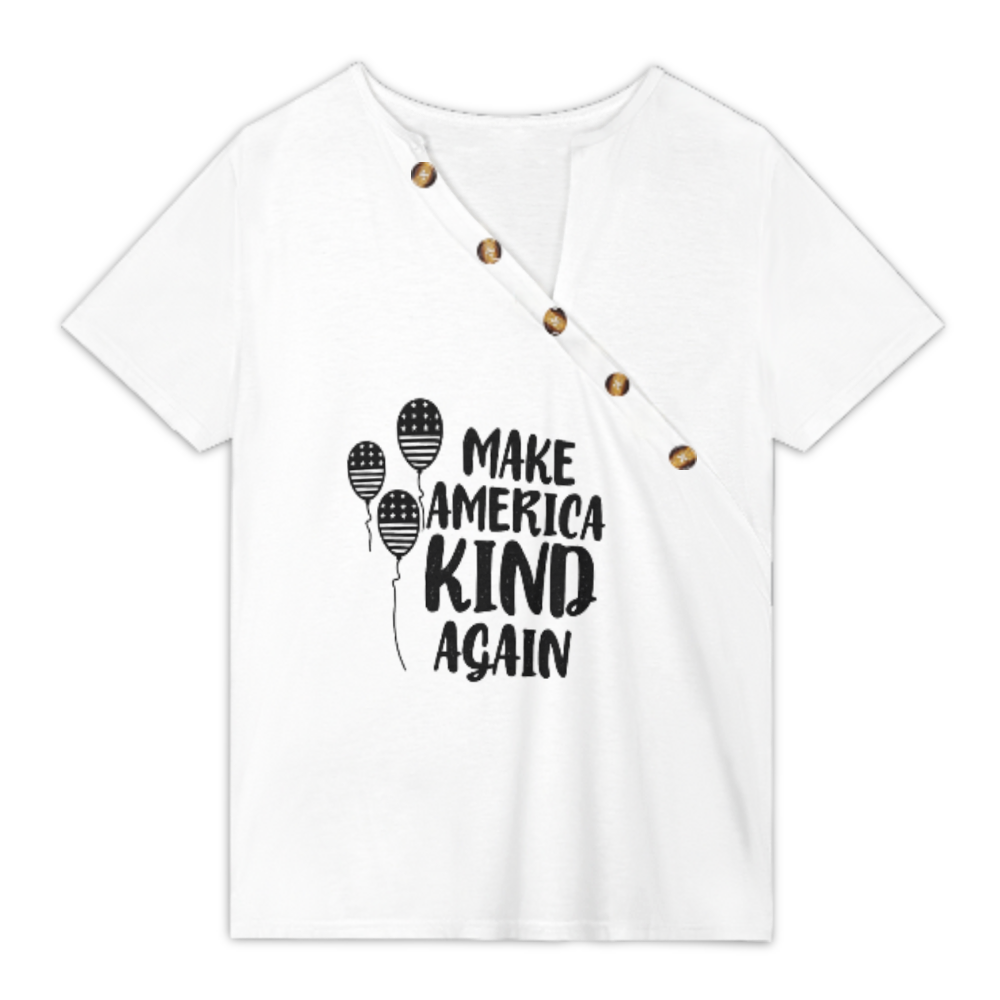 Make America Kind Again Graphic Tee – Patriotic Positive Message Shirt for Women(z349)