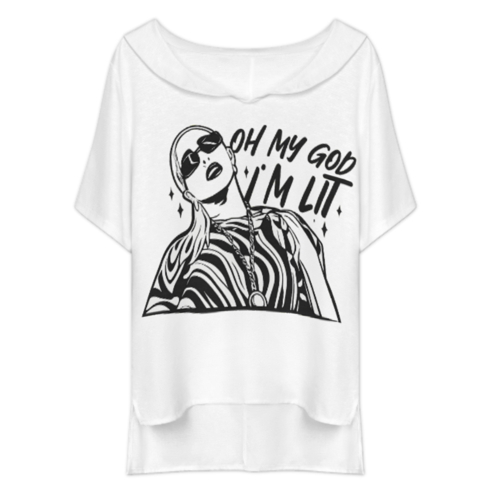Oh My God I’m Lit Graphic T-Shirt – Funny Party Girl Aesthetic Tee for Women & Trendy Streetwear Lovers(z330)