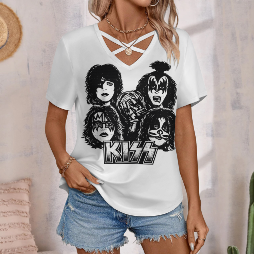 Vintage Rock Band Graphic T-Shirt – Retro Glam Rock Inspired Streetwear Tee for Music Fans(z332)