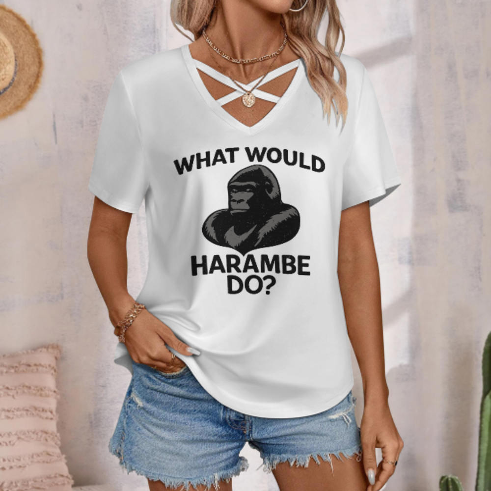 What Would Harambe Do? Funny Meme Gorilla Graphic Tee – Retro Internet Humor T-Shirt(z336)