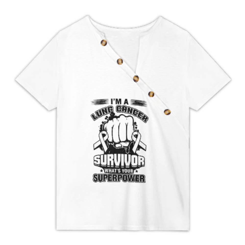 Lung Cancer Survivor Superpower Graphic Tee – Inspirational Awareness Shirt for Fighters & Supporters(z342)