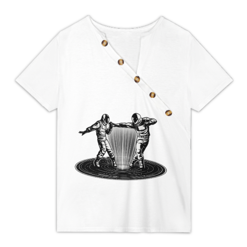 Dancing Astronauts Graphic Tee – Futuristic Space Art Shirt for Sci-Fi & Streetwear Fans(z344)