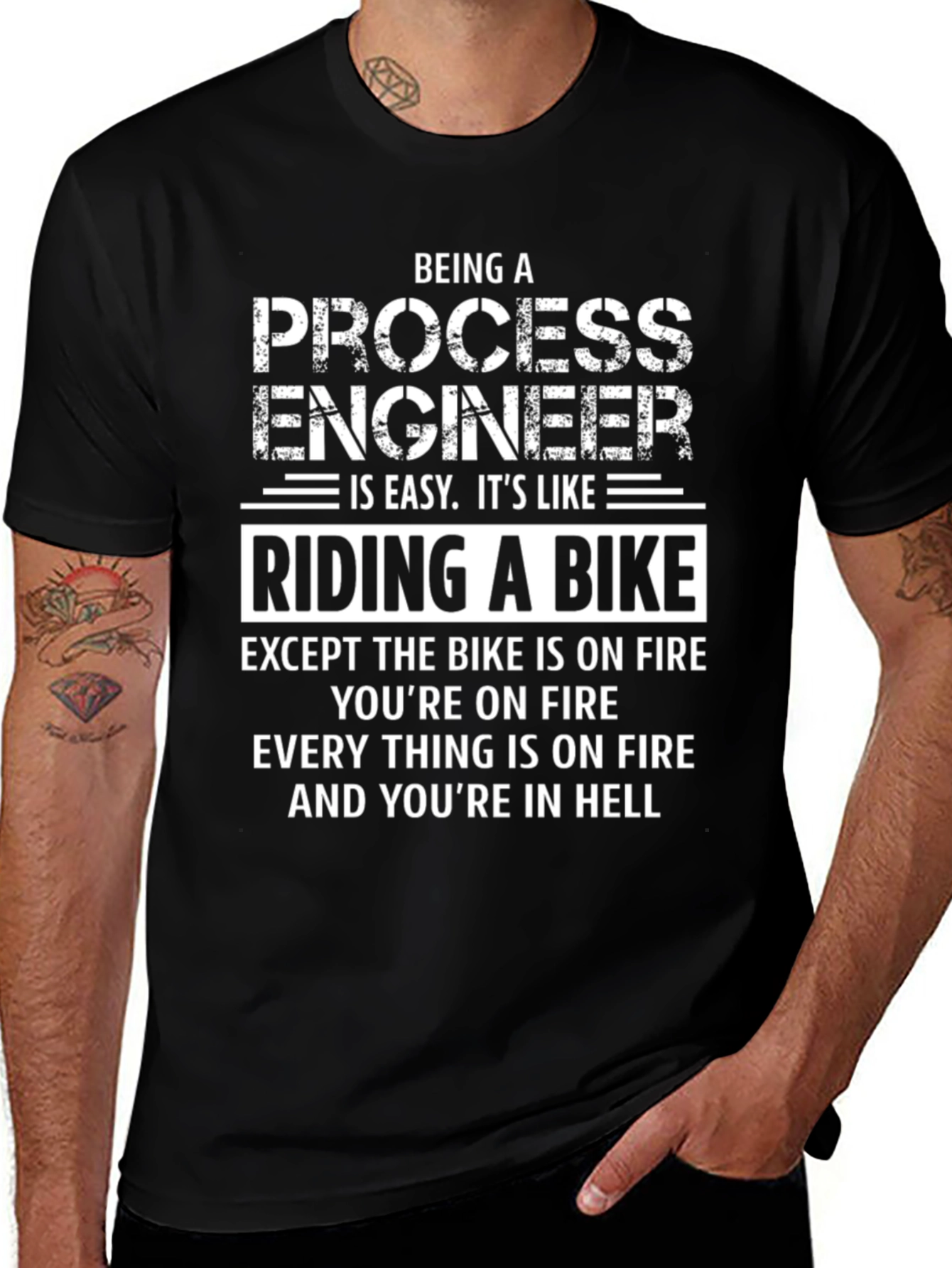 Process Engineer Fire Bike Graphic T-Shirt
