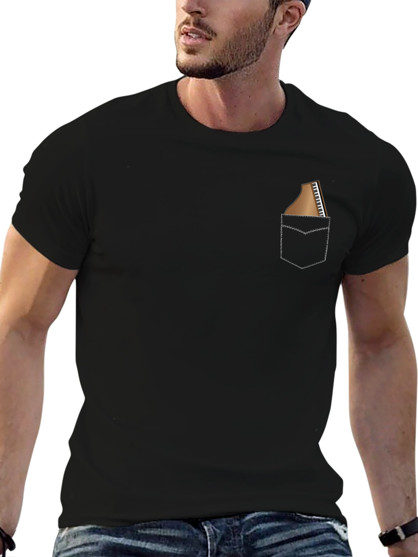Piano Pocket T-Shirt - Musician Novelty Tee